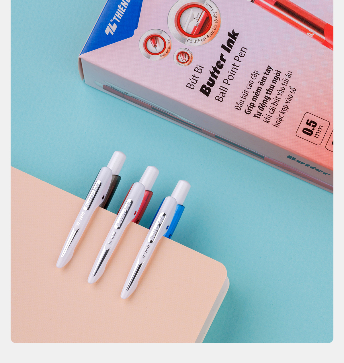 Mô tả Combo 5/10/20 Bút bi Thiên Long TL-095 Butter Ink - Viết bi ngòi 0.5mm kiểu dáng hiện đại cầm tay thoải mái nét đều trơn - 11
