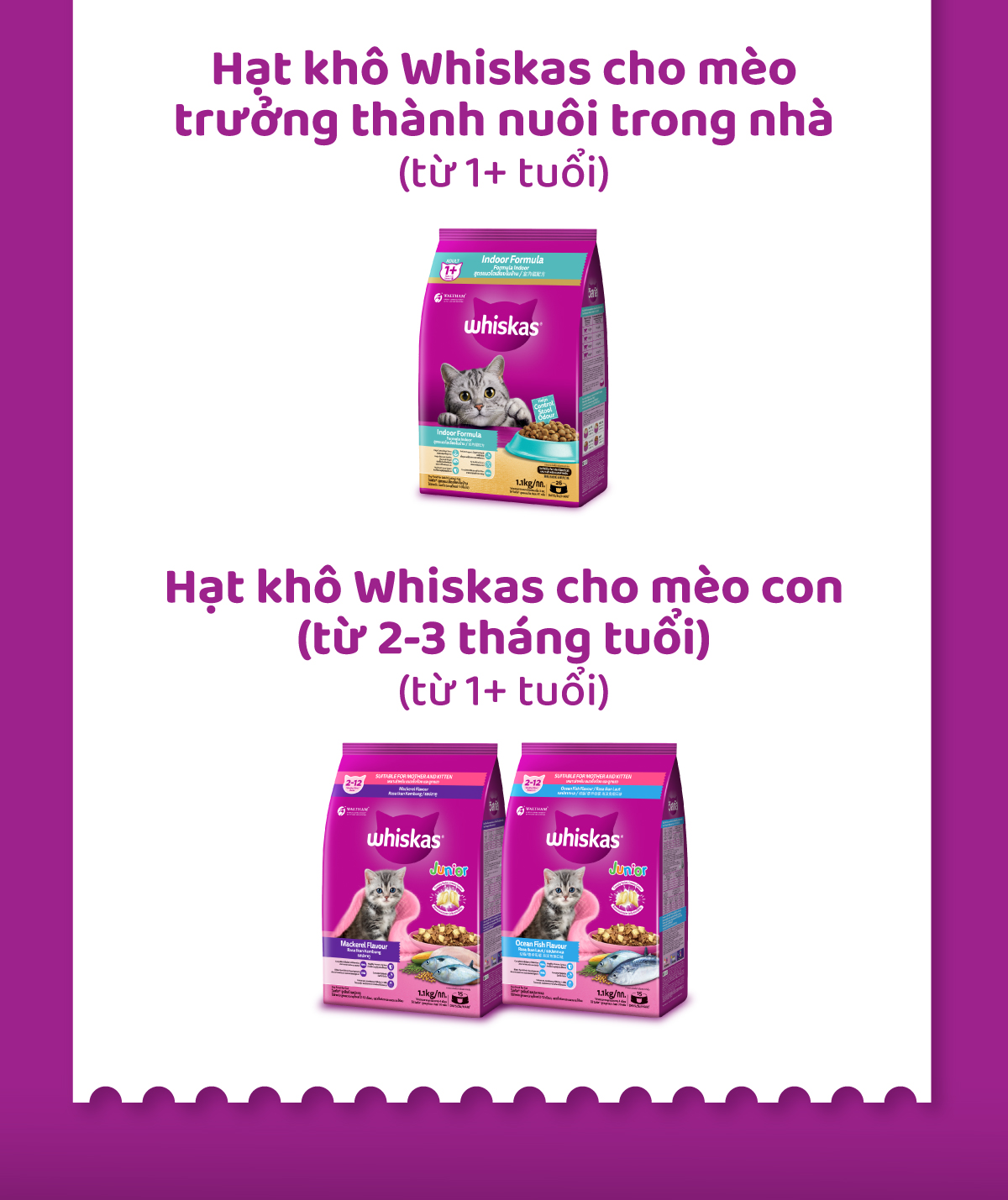 Mô tả WHISKAS Thức ăn dạng hạt cho mèo con từ 2-12 tháng tuổi, 2.7kg - 6