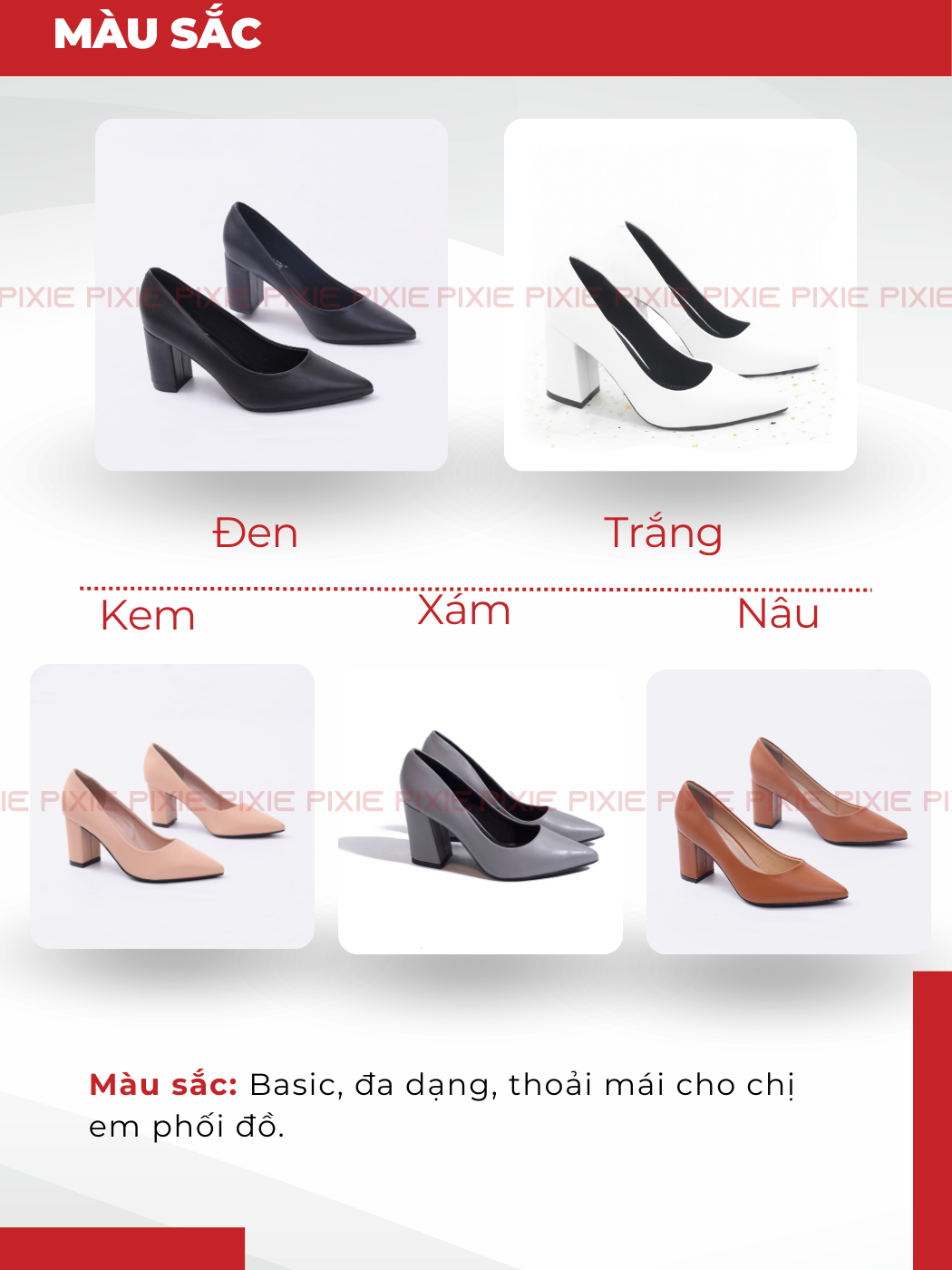Mô tả Giày Cao Gót 6cm Đế Vuông Mũi Nhọn Basic Pixie P159 - 2