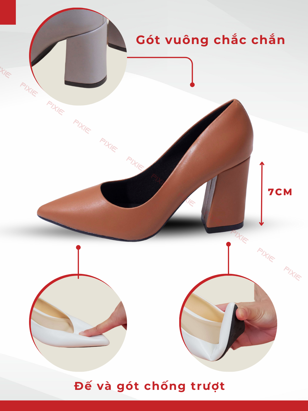Mô tả Giày Cao Gót 6cm Đế Vuông Mũi Nhọn Basic Pixie P159 - 3