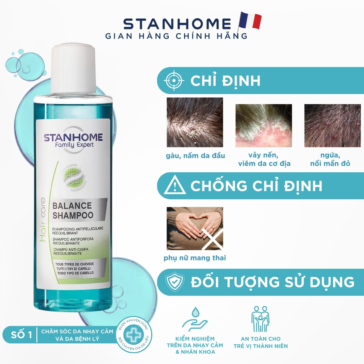 Mô tả Dầu gội giảm ngứa loại bỏ gàu Stanhome balance shampoo 200ml - 5