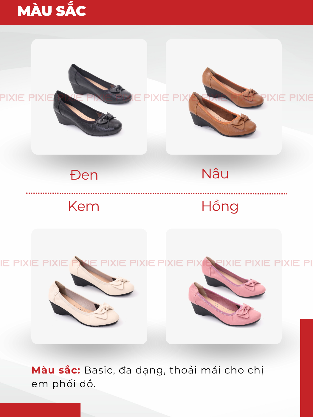 Mô tả Giày Búp Bê Đế Xuồng 5cm Da Thật Êm Chân Màu Đen Pixie X461 - 2