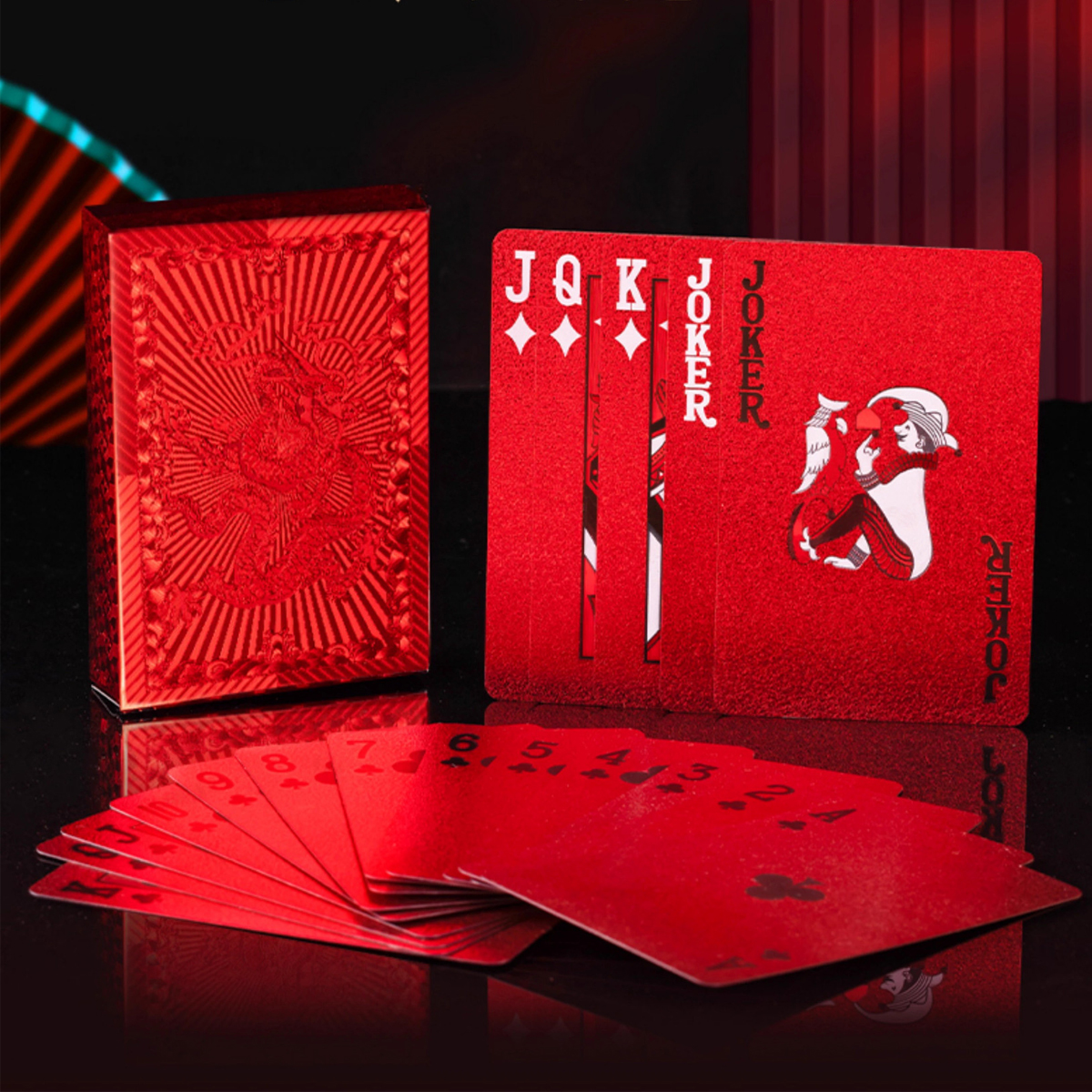Mô tả Bộ Bài Tây PVC Đỏ 55 Lá Bài May Mắn - Thẻ Bài Poker Sưu Tầm Trưng Bày Màu Đỏ Siêu Đẹp Chính Hãng Amalife - 4
