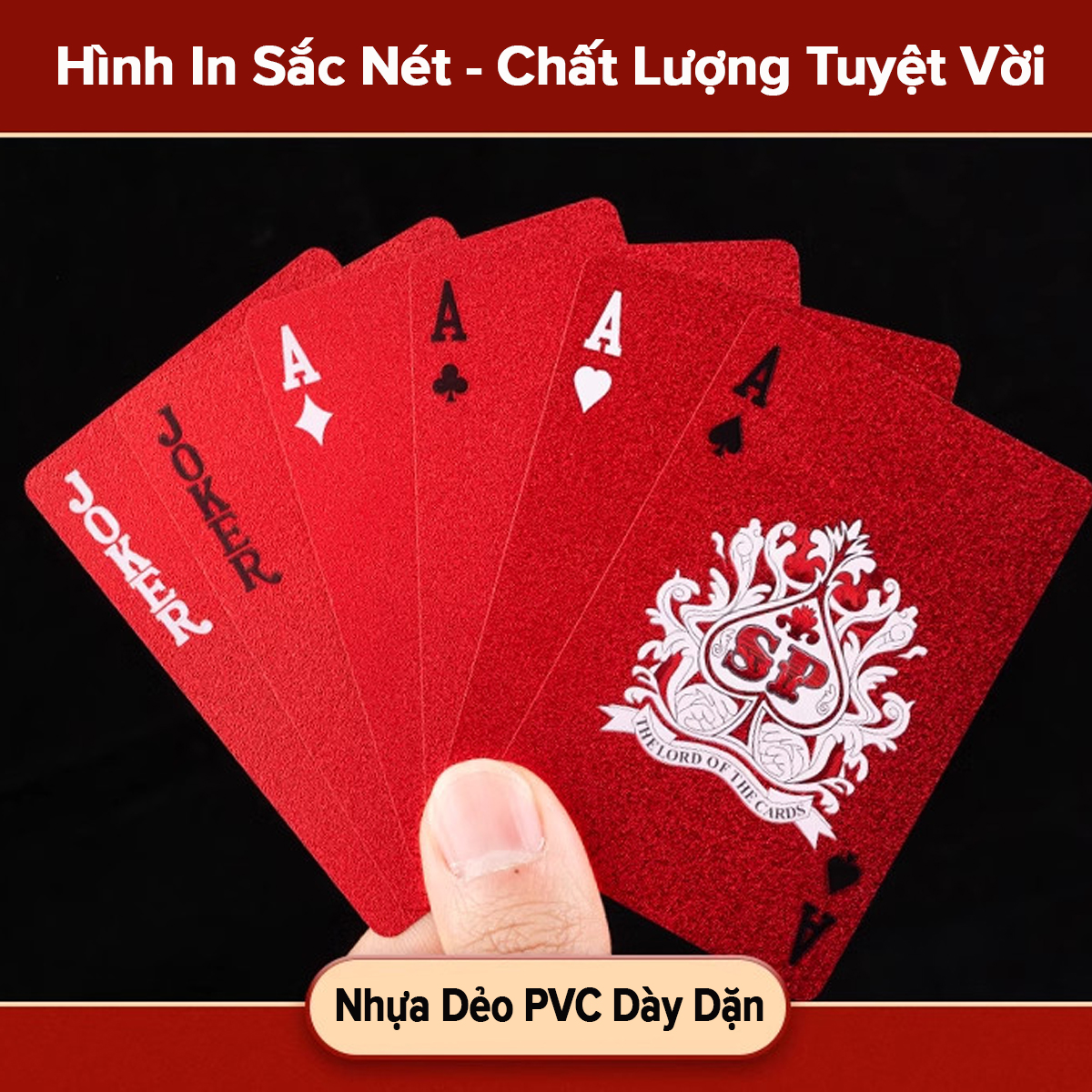Mô tả Bộ Bài Tây PVC Đỏ 55 Lá Bài May Mắn - Thẻ Bài Poker Sưu Tầm Trưng Bày Màu Đỏ Siêu Đẹp Chính Hãng Amalife - 5