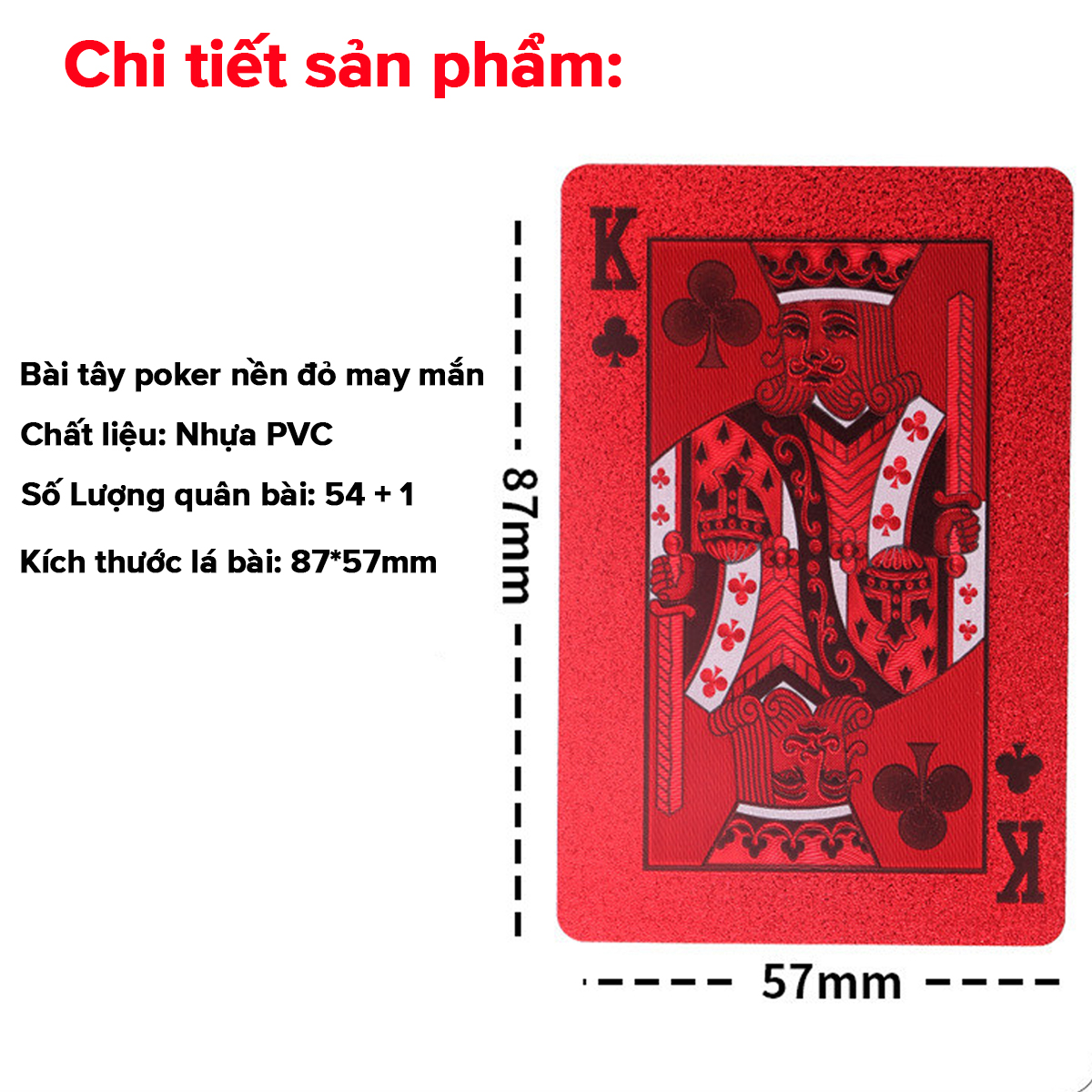 Mô tả Bộ Bài Tây PVC Đỏ 55 Lá Bài May Mắn - Thẻ Bài Poker Sưu Tầm Trưng Bày Màu Đỏ Siêu Đẹp Chính Hãng Amalife - 12