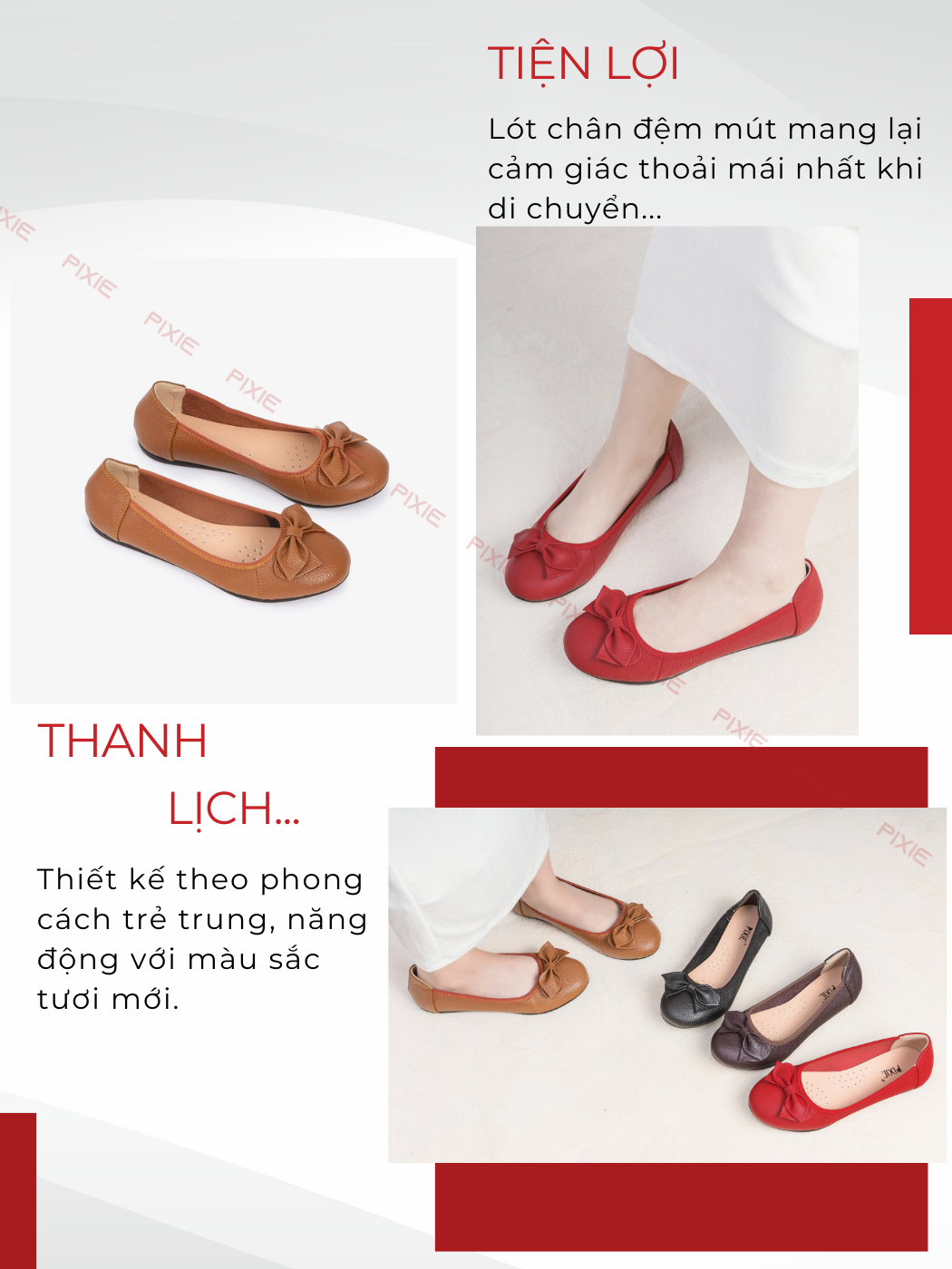 Mô tả Giày Búp Bê Bệt Da Thật Êm Pixie X424 - 5