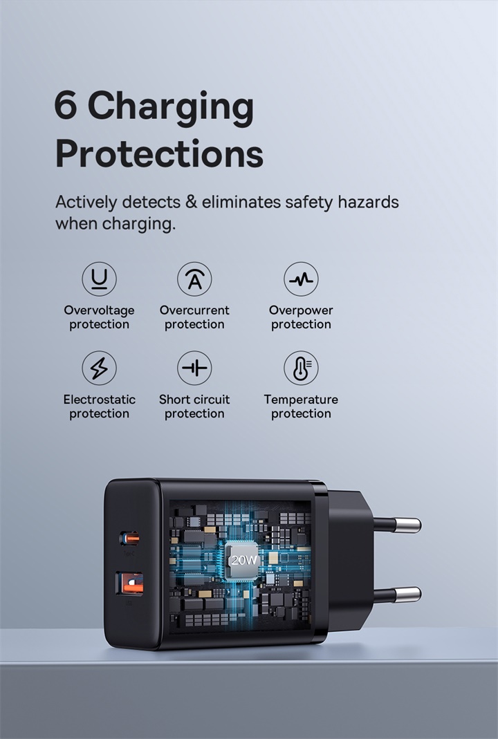 Baseus 20W PD Sạc Nhanh QC4.0 QC3.0 USB Type C Củ Sạc Cho 15 14 13 12 11 Sạc Điện Thoại Xiaomi – ảnh mô tả chi tiết 4