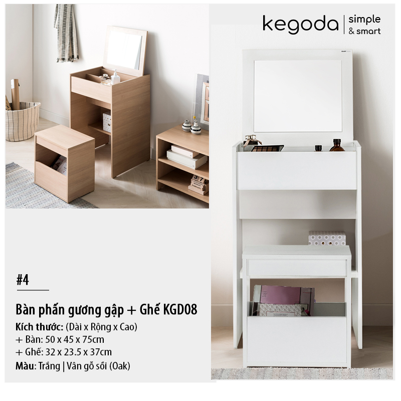 Mô tả 4 Mẫu Tủ Bàn Phấn Trang Điểm Decor Có Gương Soi Đơn Giản Mà Đẹp KEGODA - 5