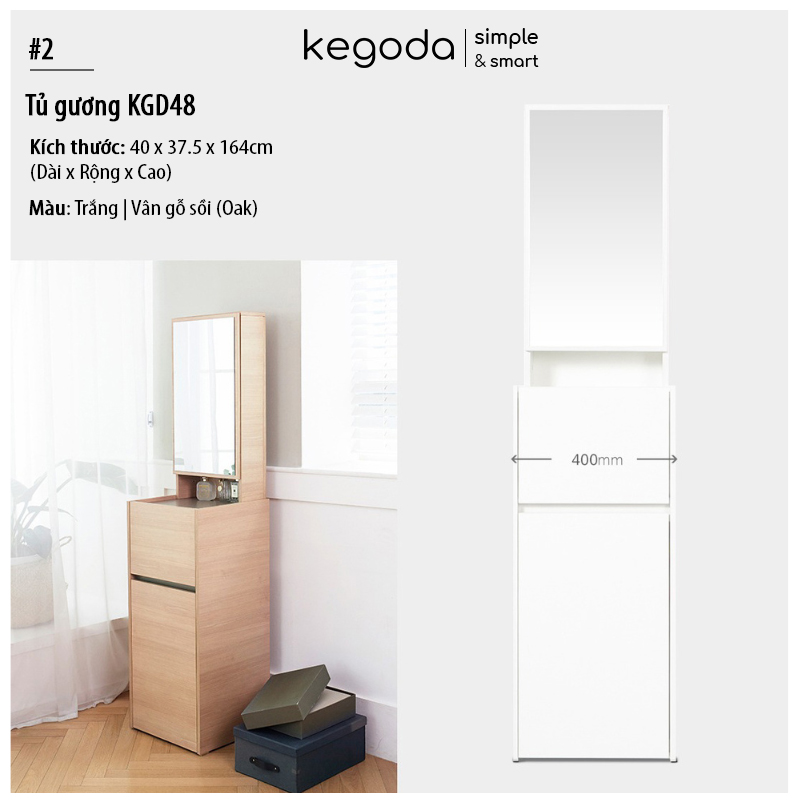 Mô tả 4 Mẫu Tủ Bàn Phấn Trang Điểm Decor Có Gương Soi Đơn Giản Mà Đẹp KEGODA - 3