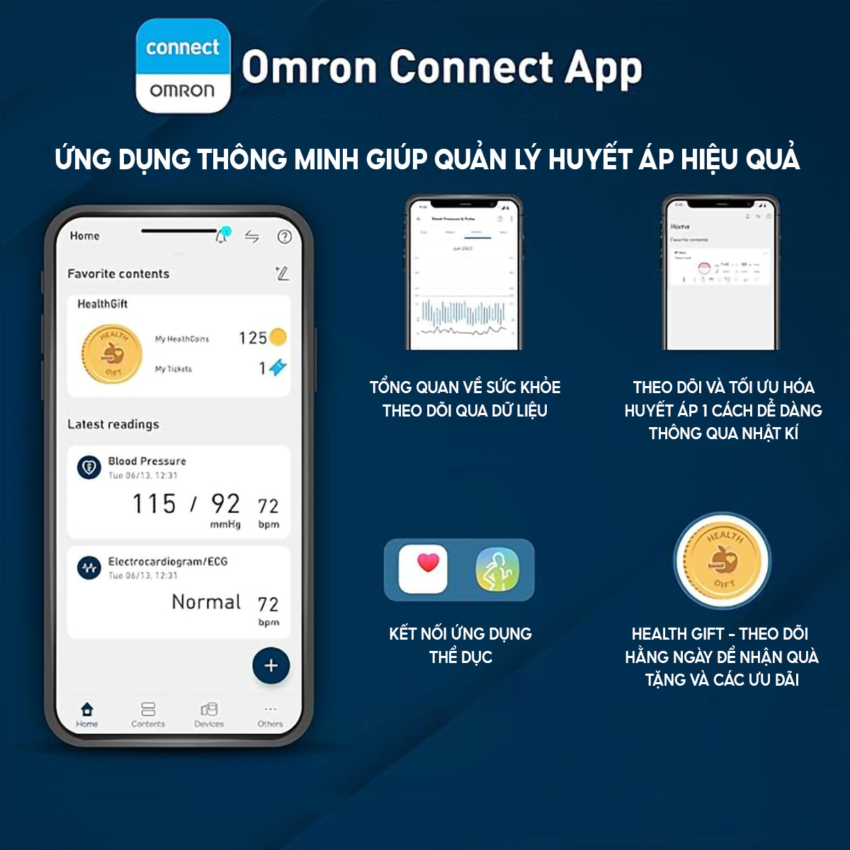 Mô tả Máy đo huyết áp OMRON HEM 7142T2 - Đo huyết áp bắp tay - Không kèm bộ đổi nguồn - 3