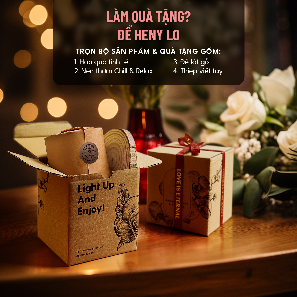 Nến thơm Heny Garden packaging