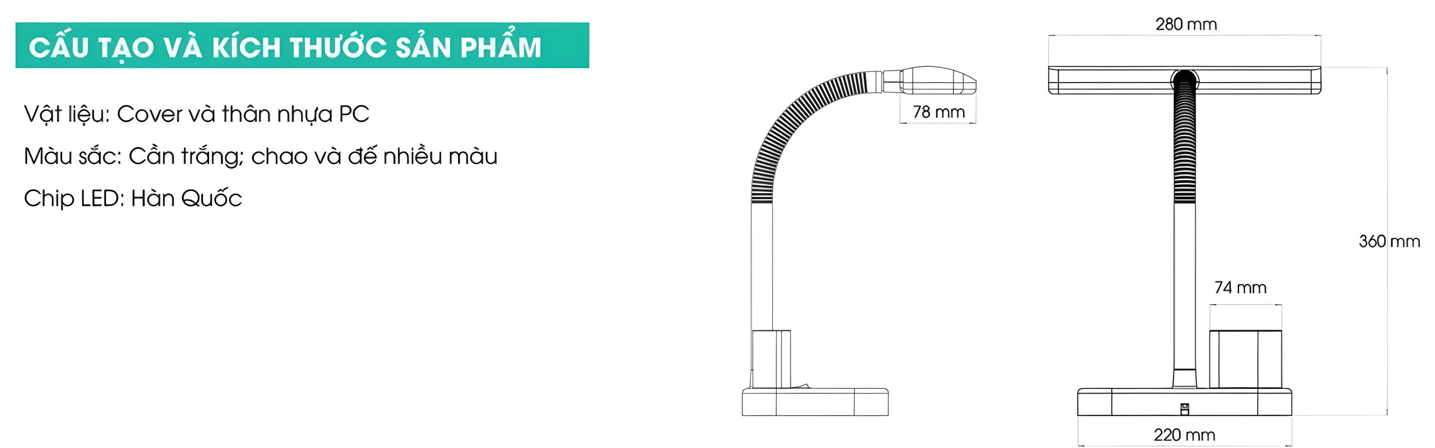 Mô tả Đèn bàn Led bảo vệ thị lực chống cận có ống để bút công suất 5W Rạng Đông (Model: RD-RL-01.V2) - 5