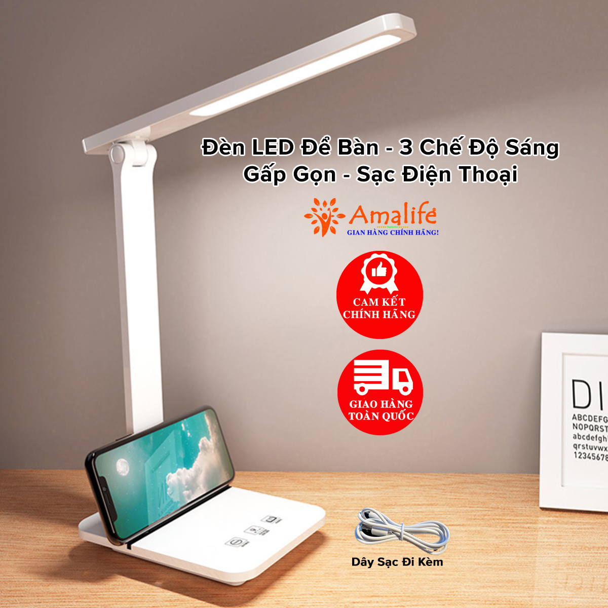 Mô tả Đèn LED 3 Chế Độ Sáng Vàng Điều Chỉnh Gấp Gọn Để Bàn Học Cổng Type C USB Chống Cận Bảo Vệ Mắt Có Loại Pin Hãng Amaiife - 1