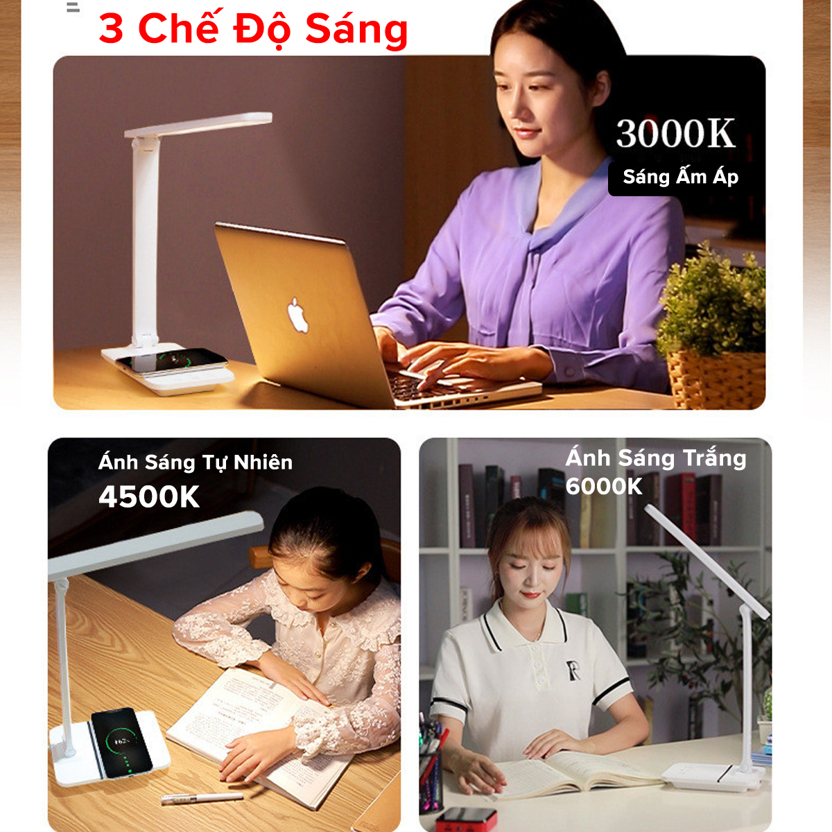 Mô tả Đèn LED 3 Chế Độ Sáng Vàng Điều Chỉnh Gấp Gọn Để Bàn Học Cổng Type C USB Chống Cận Bảo Vệ Mắt Có Loại Pin Hãng Amaiife - 7