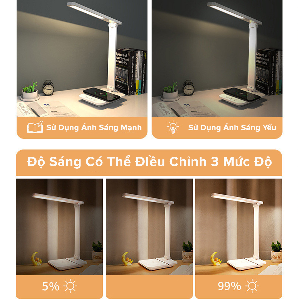 Mô tả Đèn LED 3 Chế Độ Sáng Vàng Điều Chỉnh Gấp Gọn Để Bàn Học Cổng Type C USB Chống Cận Bảo Vệ Mắt Có Loại Pin Hãng Amaiife - 9