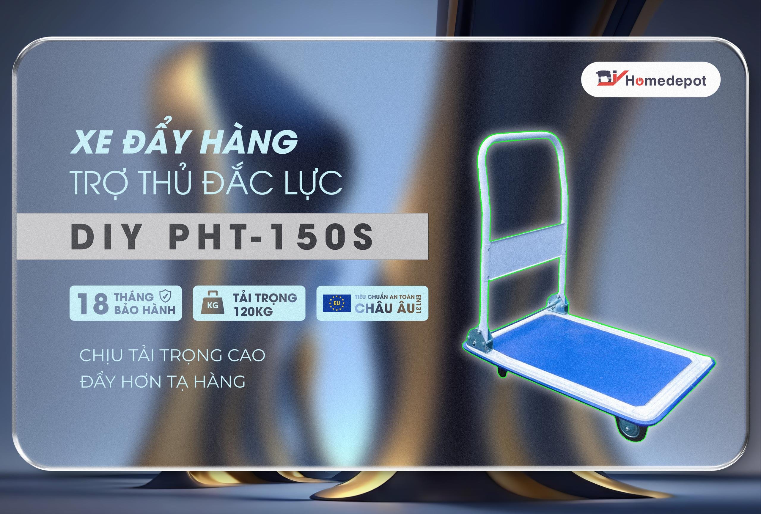 Mô tả Xe đẩy hàng 4 bánh gấp gọn DIY PHT-150S tải trọng 150kg - hàng chính hãng - tiêu chuẩn chất lượng Châu Âu - 1