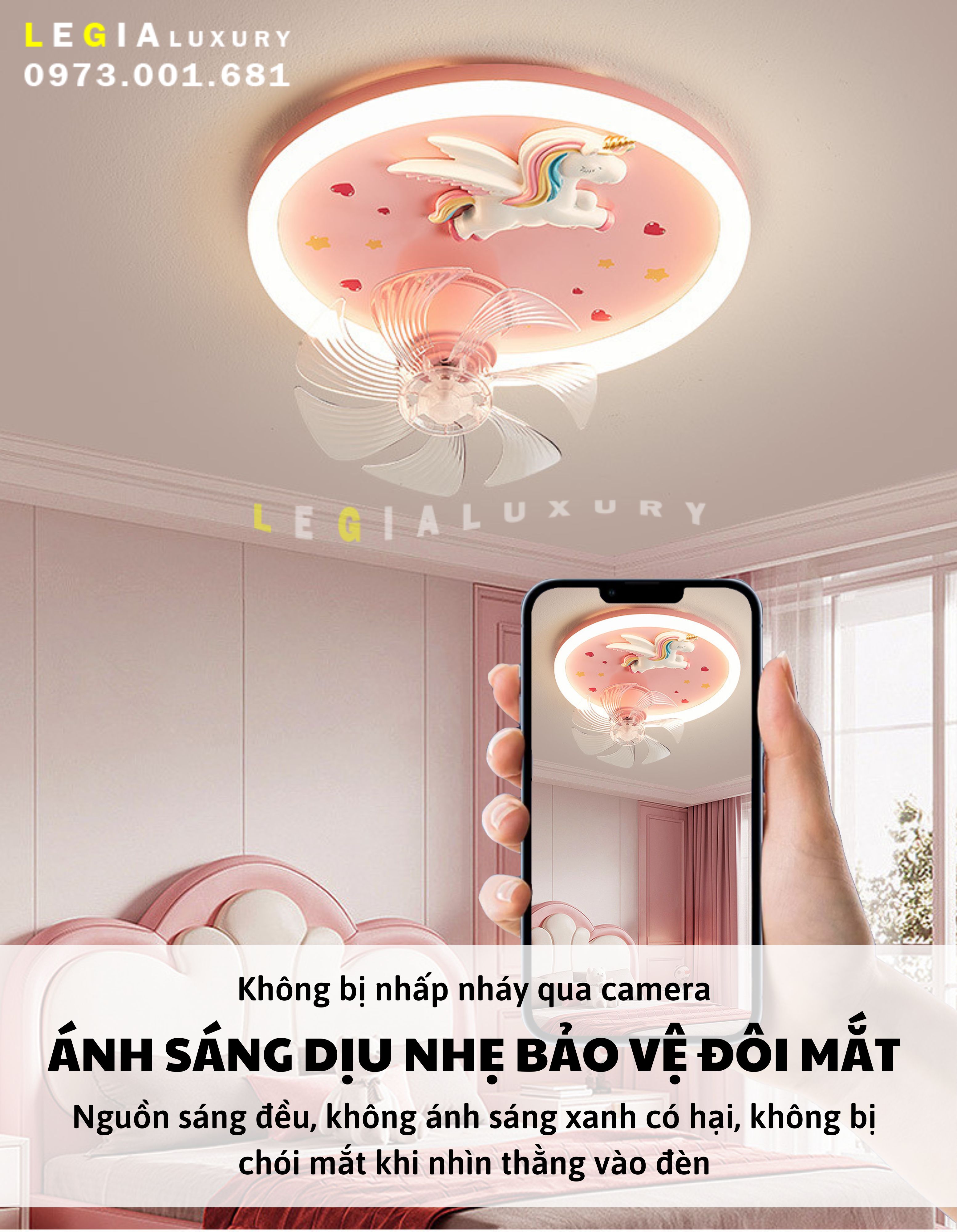 Mô tả Quạt trần cho bé | Quạt trần phòng ngủ trẻ em | Quạt trần nhỏ nhẹ | Quạt trần mini Lê Gia - 2