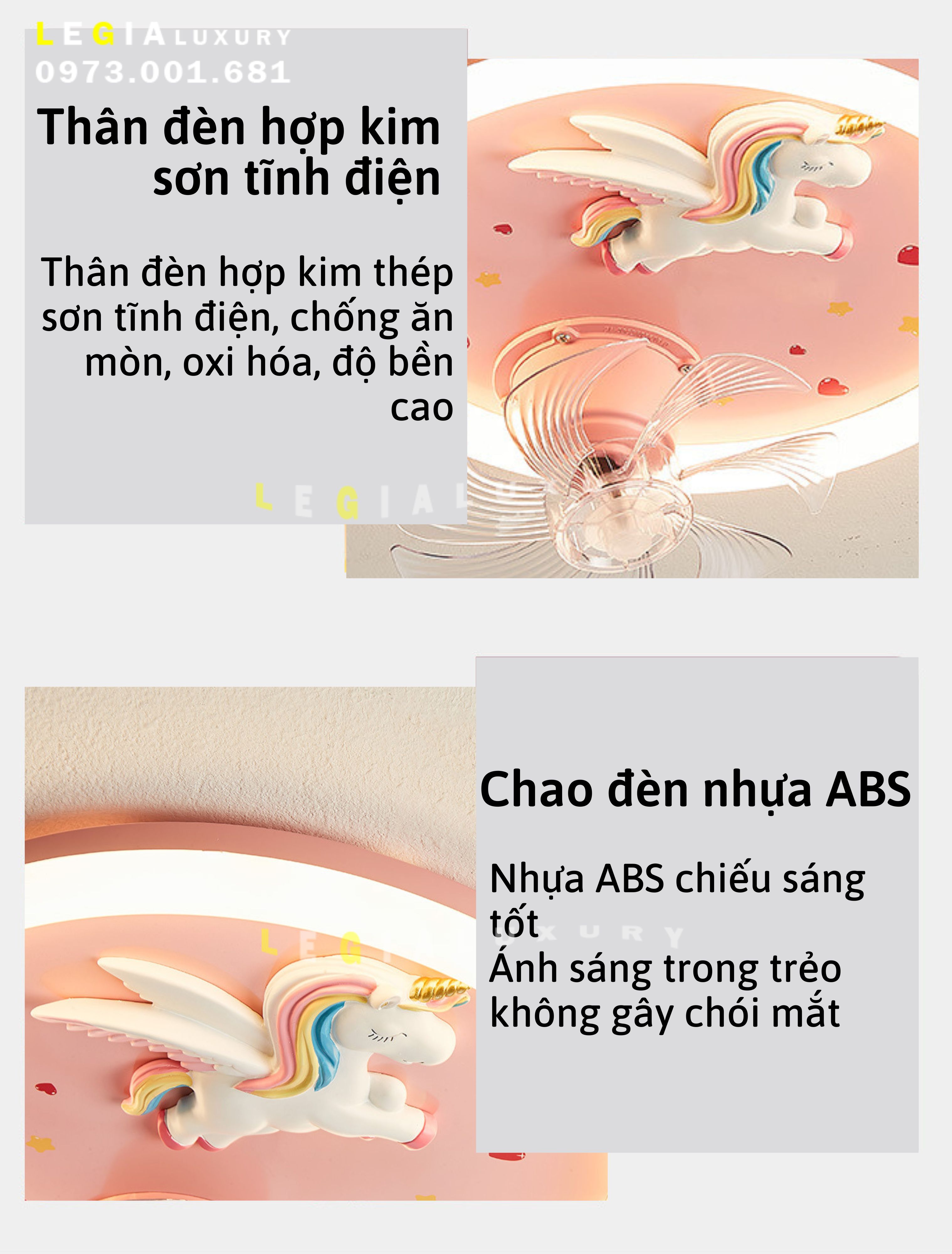 Mô tả Quạt trần cho bé | Quạt trần phòng ngủ trẻ em | Quạt trần nhỏ nhẹ | Quạt trần mini Lê Gia - 3