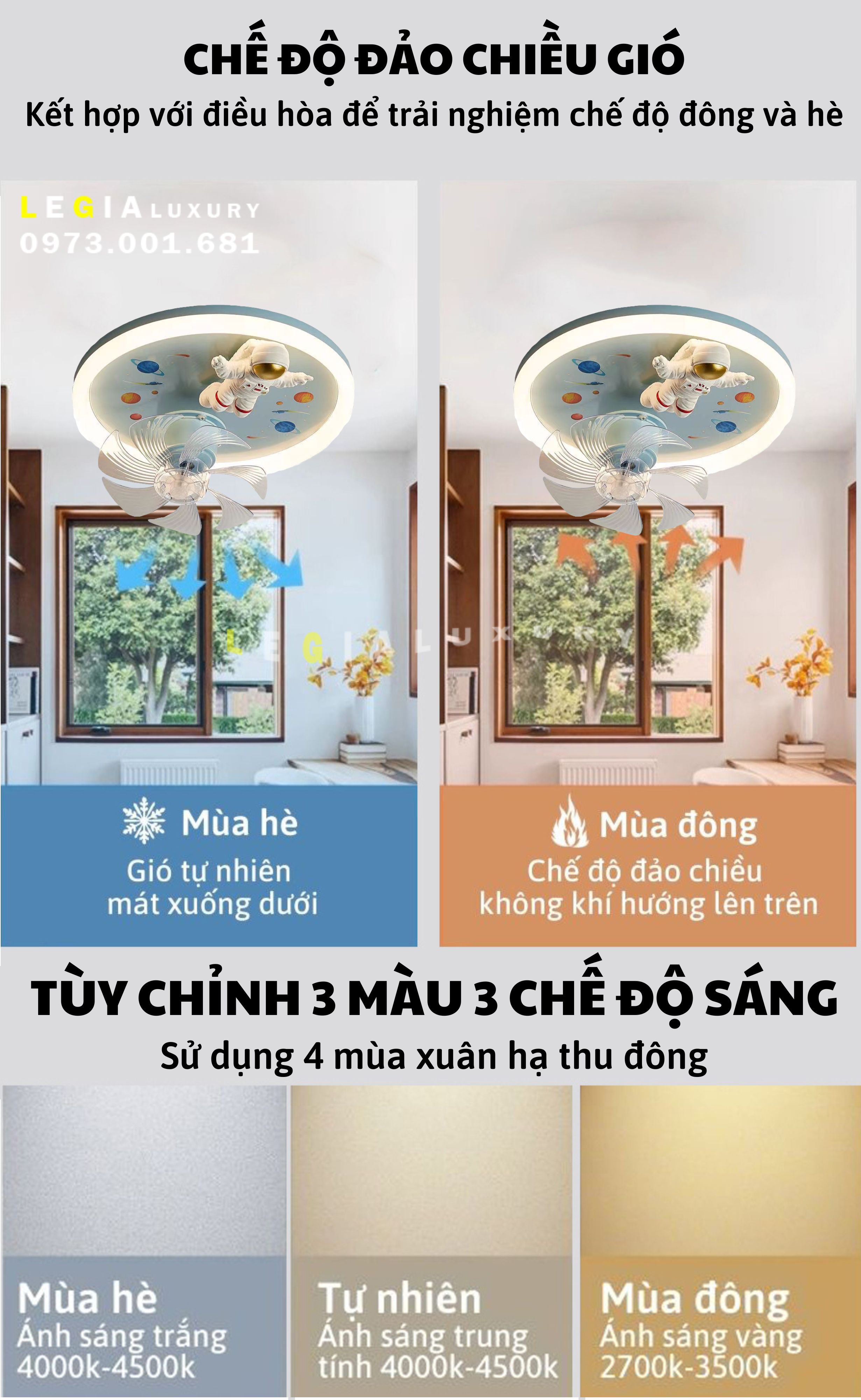 Mô tả Quạt trần cho bé | Quạt trần phòng ngủ trẻ em | Quạt trần nhỏ nhẹ | Quạt trần mini Lê Gia - 4