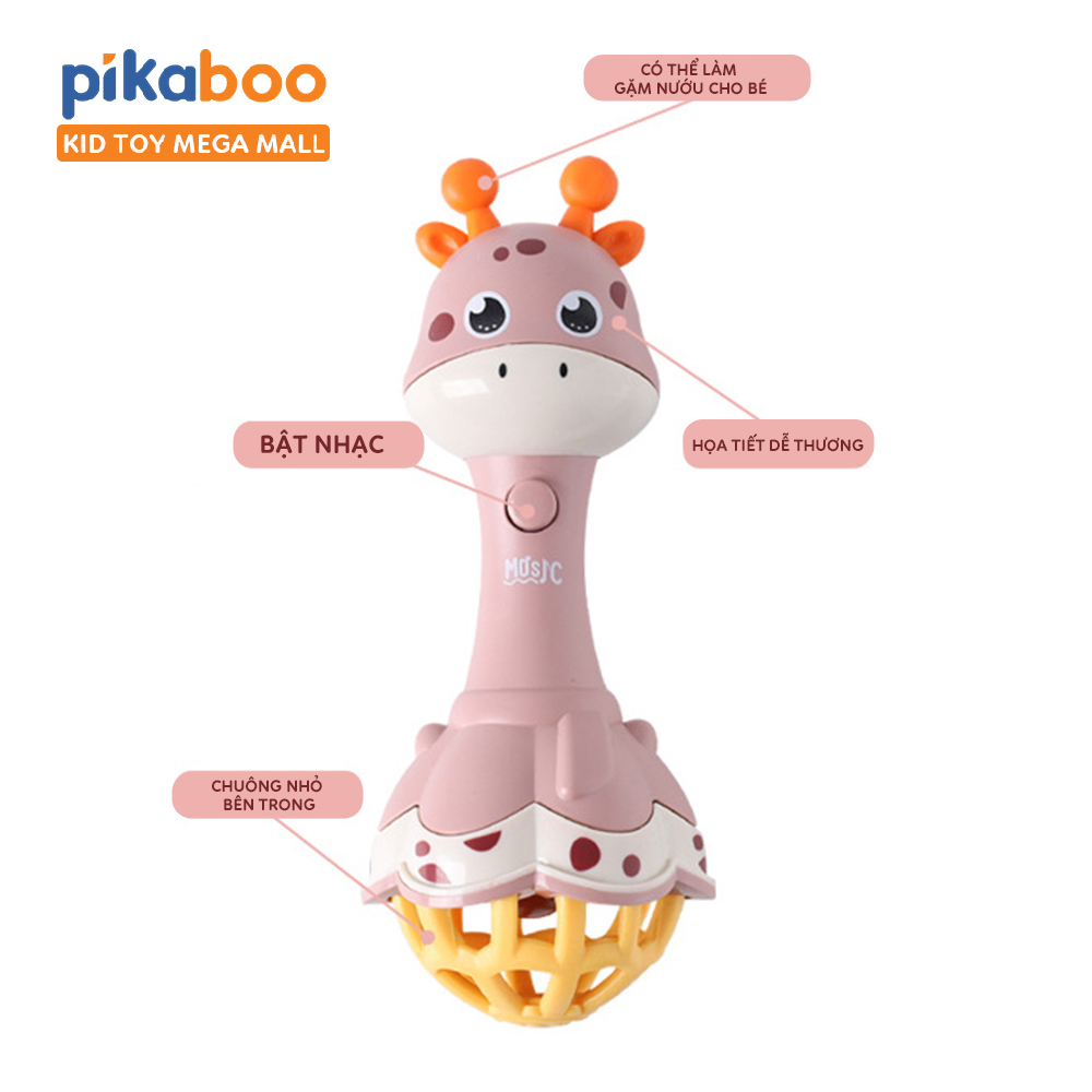 Mô tả Đồ chơi xúc xắc hươu cao cổ kèm gặm nướu phát nhạc vui nhộn Pikaboo chất liệu nhựa ABS an toàn - 2