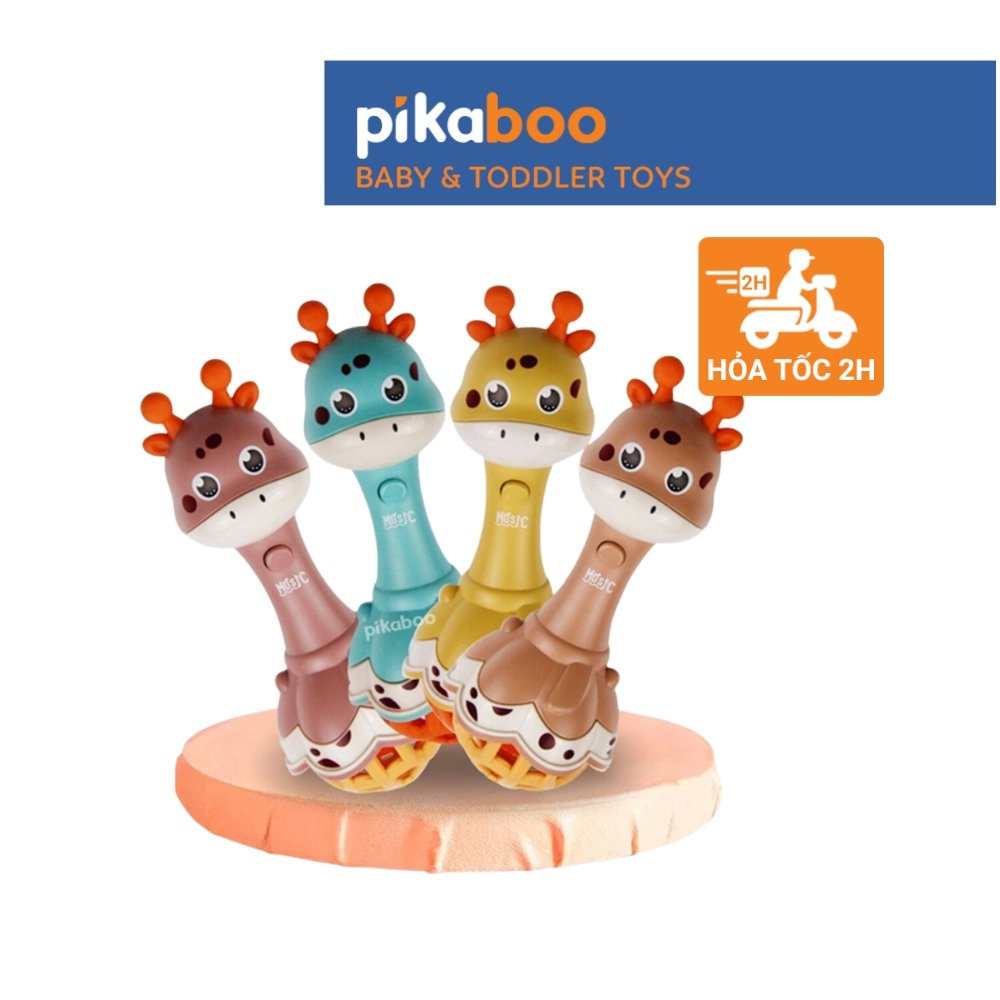 Mô tả Đồ chơi xúc xắc hươu cao cổ kèm gặm nướu phát nhạc vui nhộn Pikaboo chất liệu nhựa ABS an toàn - 1