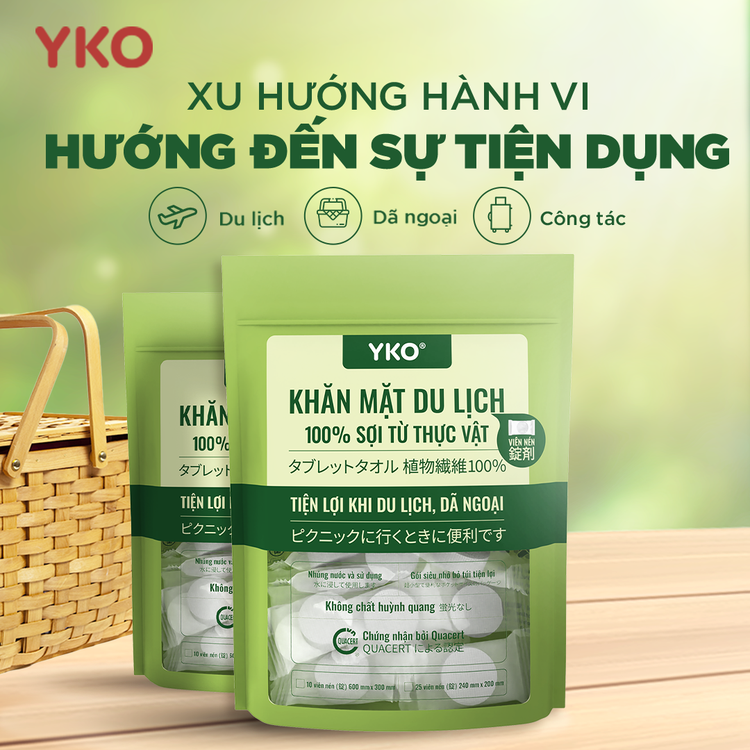 Mô tả Khăn tắm, khăn mặt nén du lịch Yko chất liệu 100% sợi tư nhiên và rayon, phù hợp đi công tác du lịch - 1