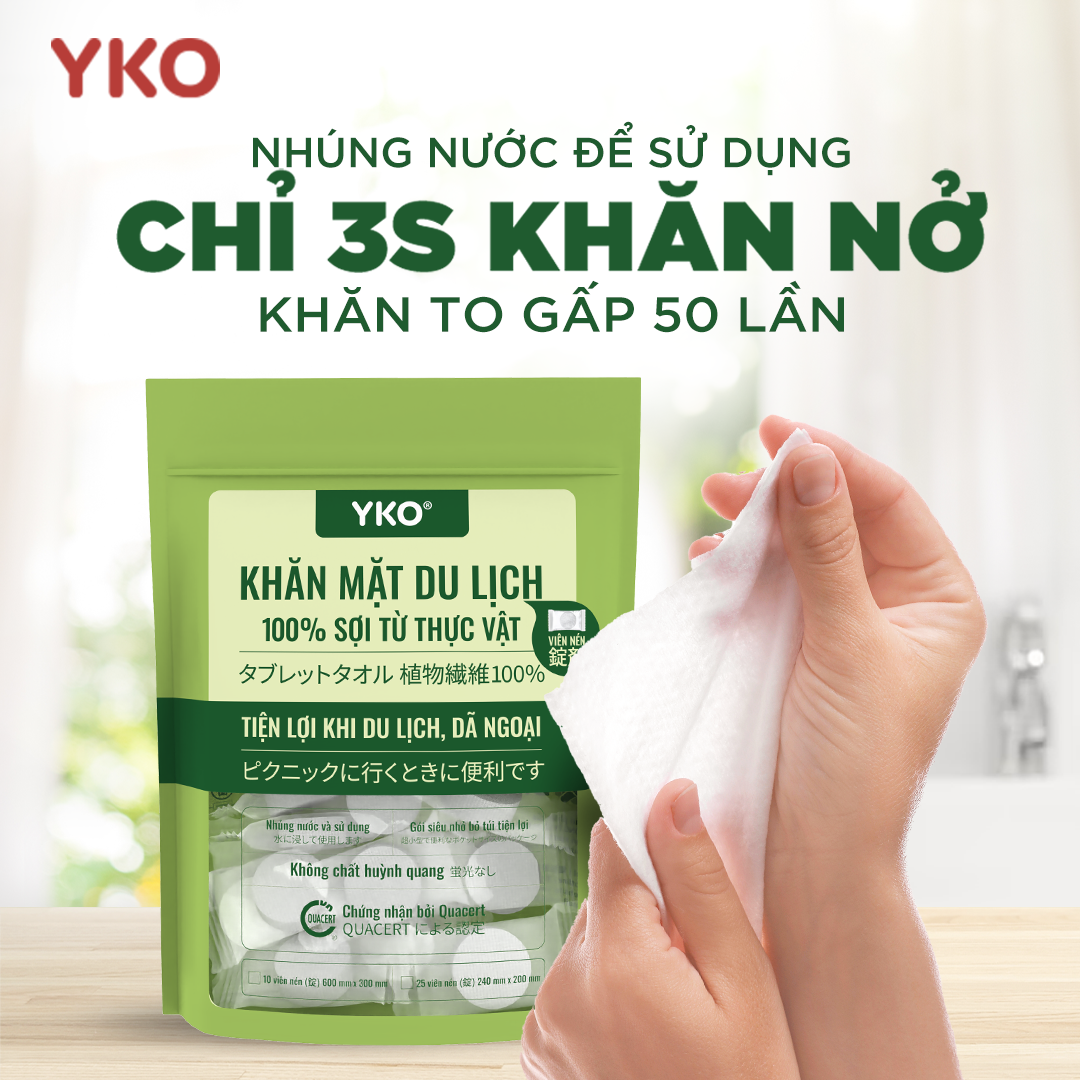 Mô tả Khăn tắm, khăn mặt nén du lịch Yko chất liệu 100% sợi tư nhiên và rayon, phù hợp đi công tác du lịch - 2