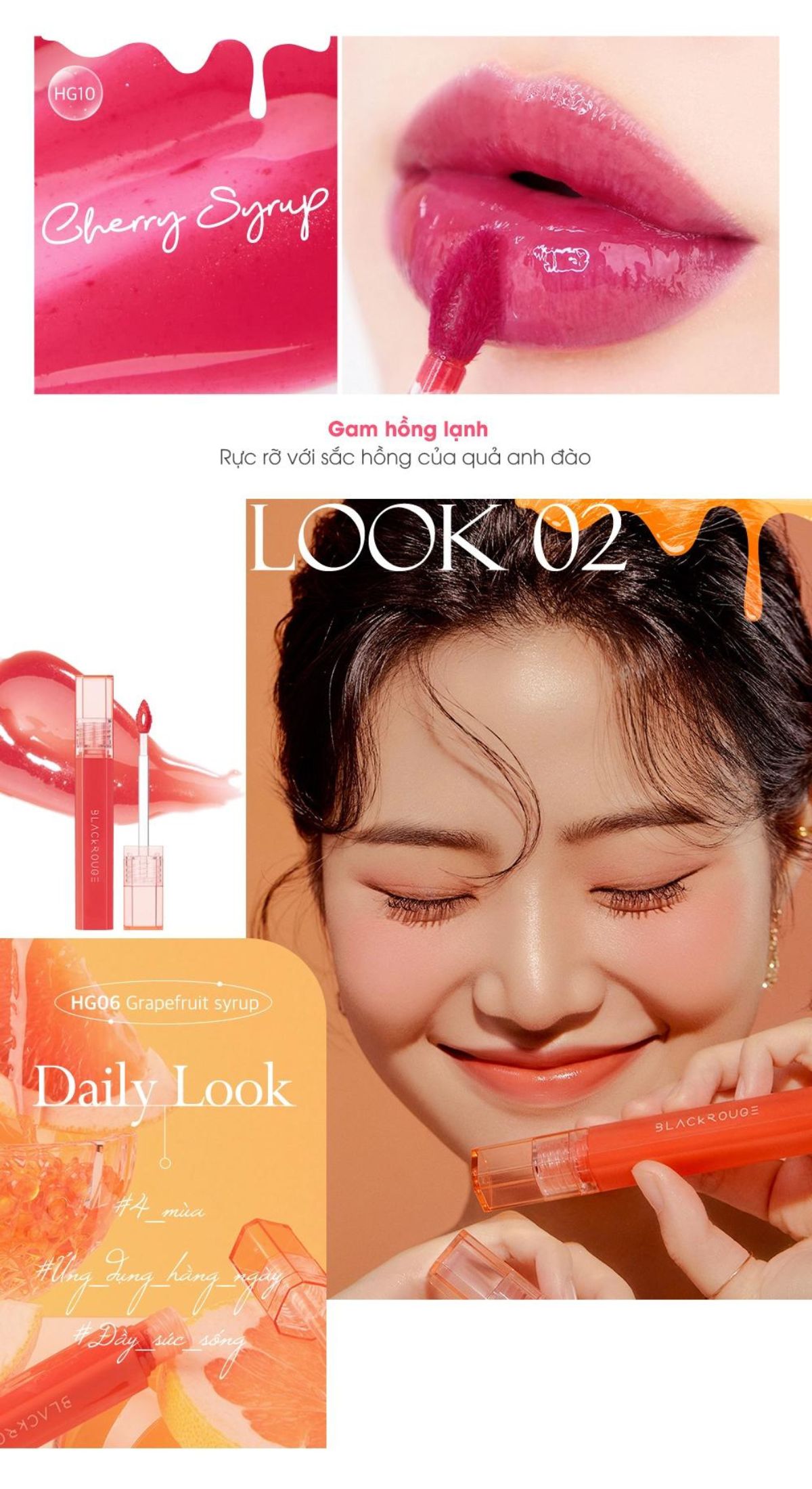Mô tả Son bóng có màu Black Rouge Half N Half Water Glow Ver 2 31.2g - 5