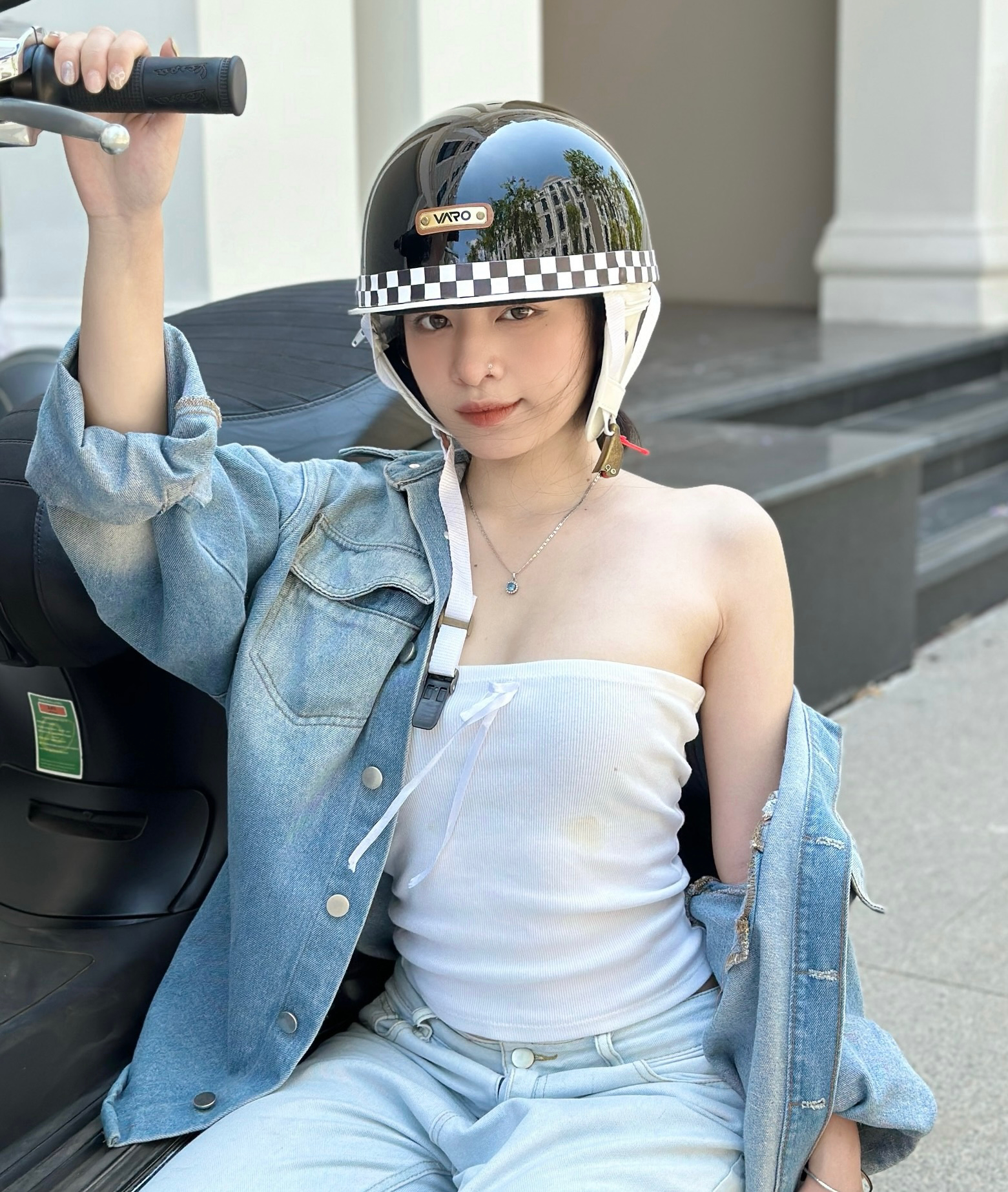 Mô tả Mũ bảo hiểm nửa đầu Bosozoku Japan Style nửa đầu vintage - Mũ bảo hiểm harley có ốp da kiểu Nhật Bản - 1