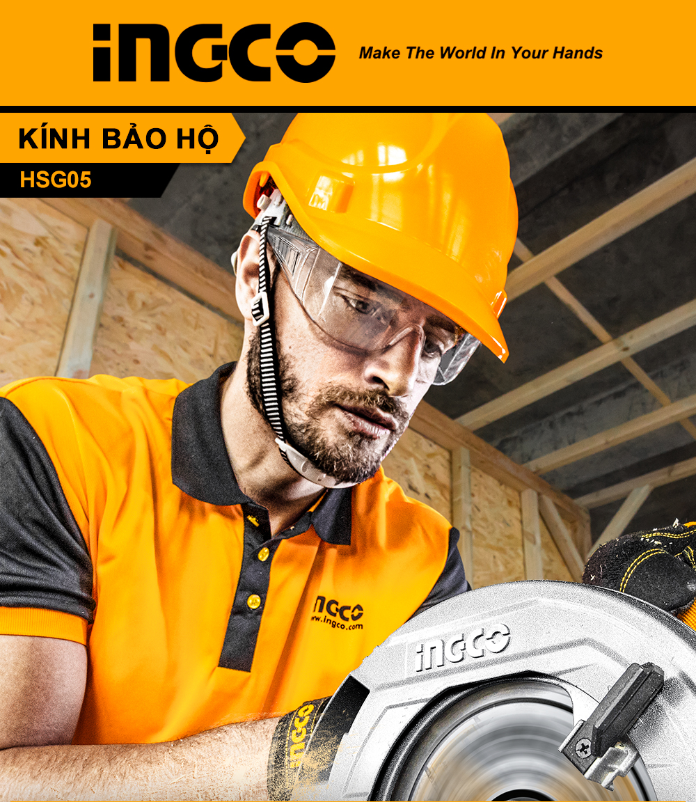 Mô tả Kính bảo hộ lao động INGCO HSG05 dụng cụ bảo vệ mắt cho thợ cơ khí, thợ làm cửa sắt, công trình, mộc - 1