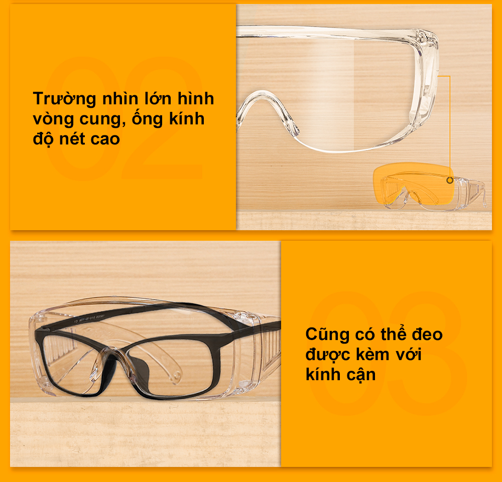 Mô tả Kính bảo hộ lao động INGCO HSG05 dụng cụ bảo vệ mắt cho thợ cơ khí, thợ làm cửa sắt, công trình, mộc - 4