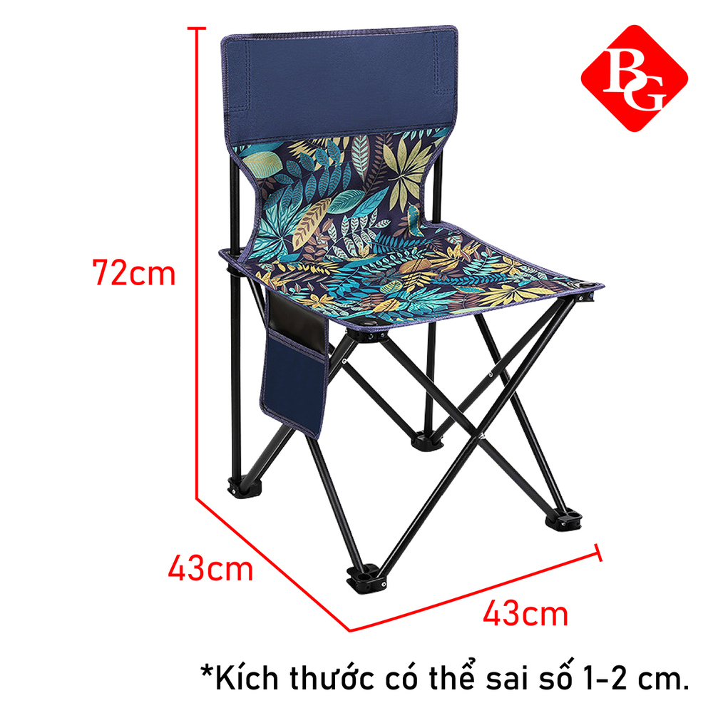 Mô tả BG - Ghế cắm trại, dã ngoại di động, câu cá, có thể gấp gọn, có túi đeo - 2