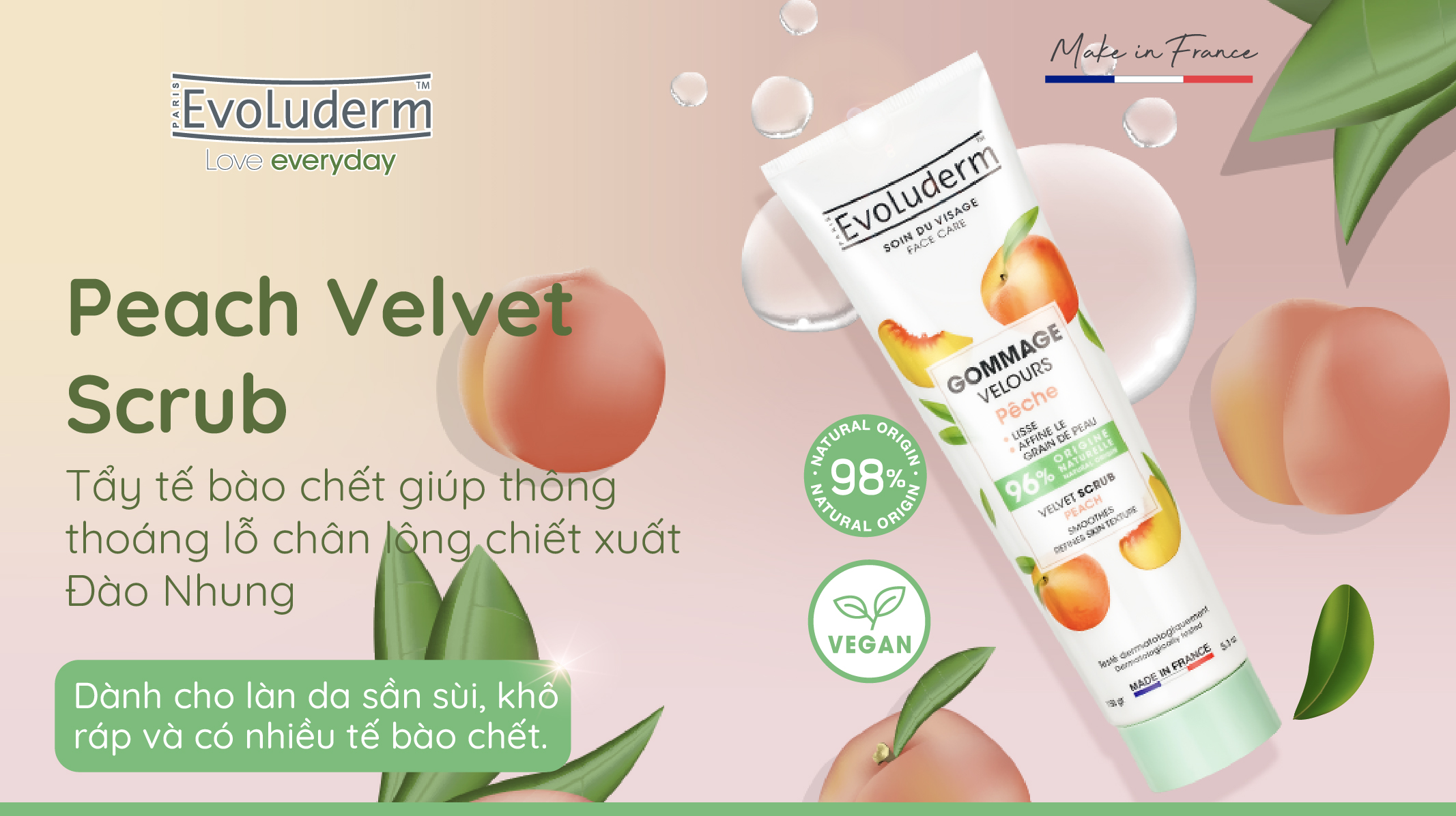 Mô tả Tẩy tế bào chết mặt Evoluderm dịu nhẹ làm sạch sâu lỗ chân lông, nuôi dưỡng da tươi trẻ 150g - 2