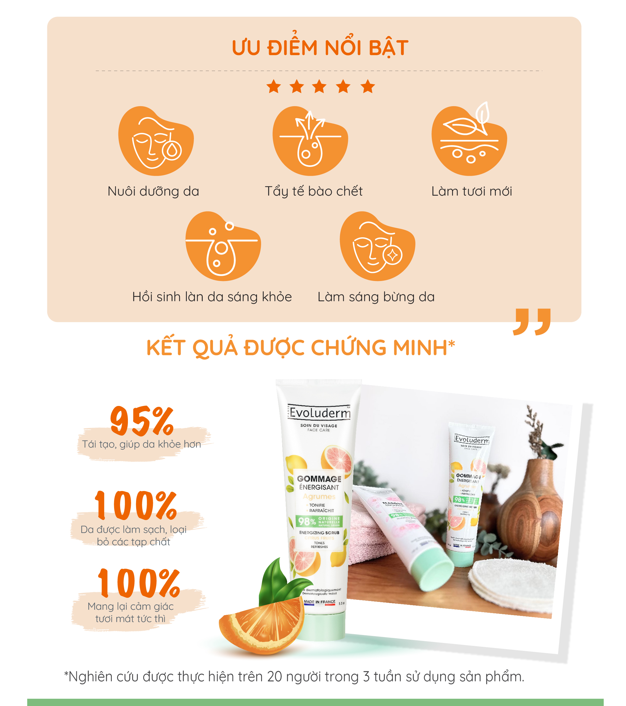 Mô tả Tẩy tế bào chết mặt Evoluderm dịu nhẹ làm sạch sâu lỗ chân lông, nuôi dưỡng da tươi trẻ 150g - 12