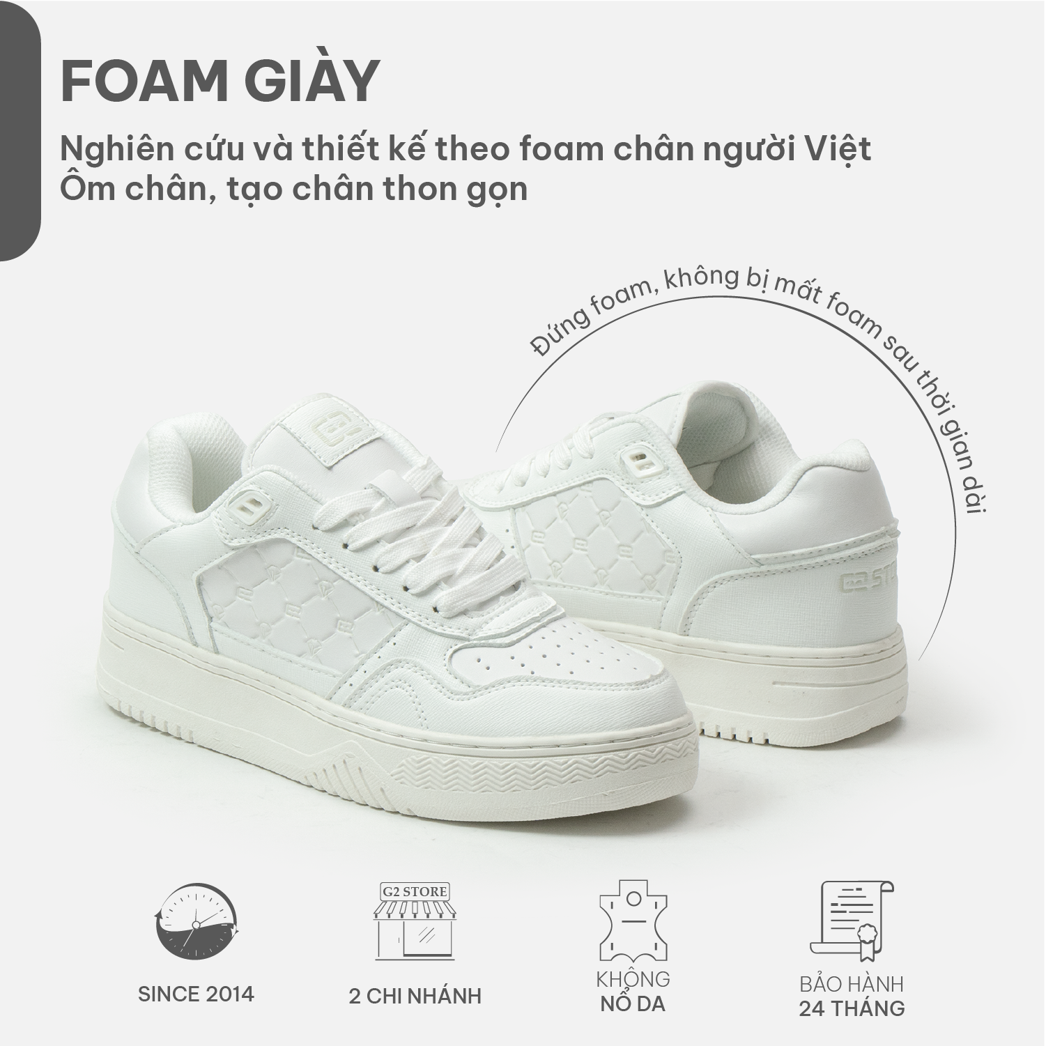 Mô tả Giày sneaker G2 Ageta kiểu giày nam nữ đế cao dáng giày thể thao nam dùng tập gym, chạy bộ đi chơi độn đế tăng chiều cao - 6