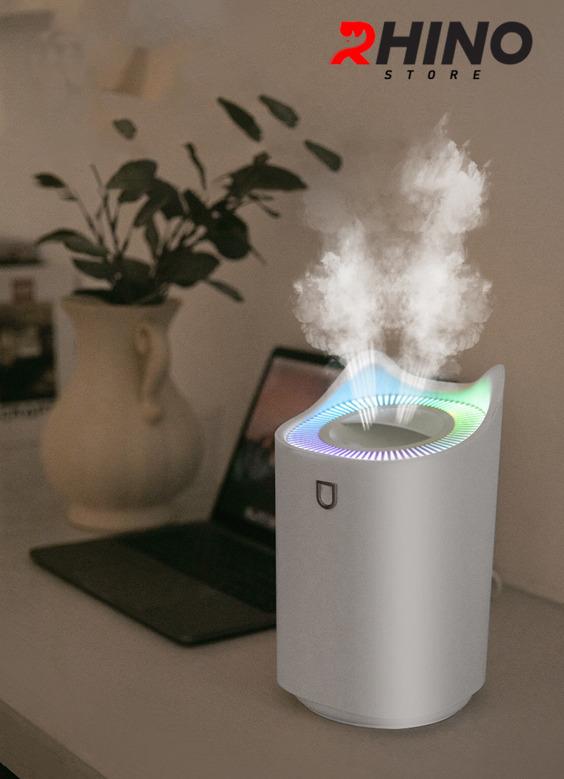 Mô tả Máy phun sương tạo ẩm cỡ lớn Rhino H802 3000ml, 2 lõi phun, tích hợp đèn 7 màu, dung tích lớn - 1