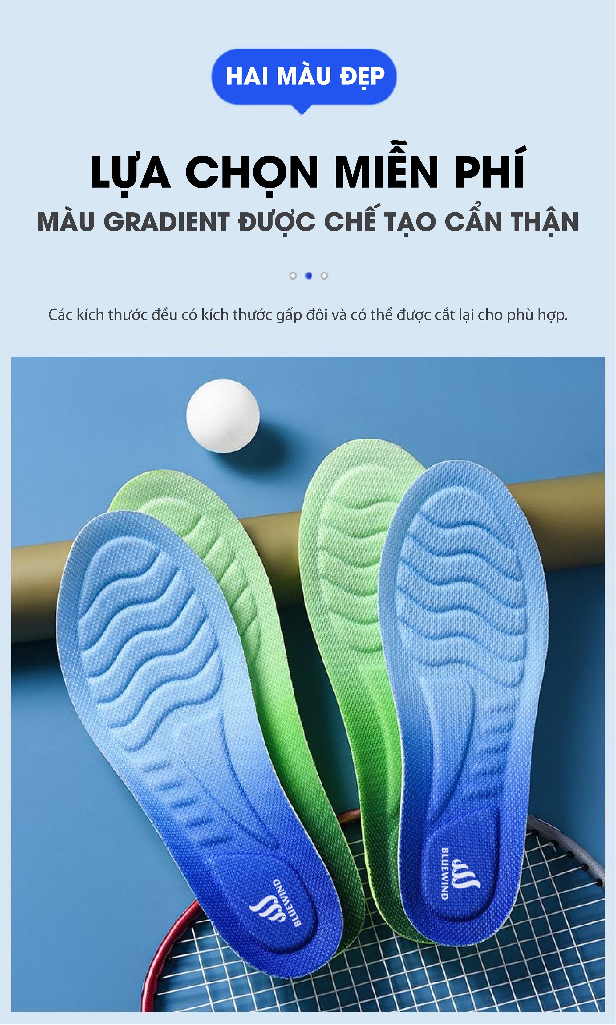 Mô tả Lót Giày Cao Su Non BLUEWIND Đàn Hồi Chống Sốc Cao, Miếng Lót Giày Chống Rộng Thoáng Khí 9312 - 3