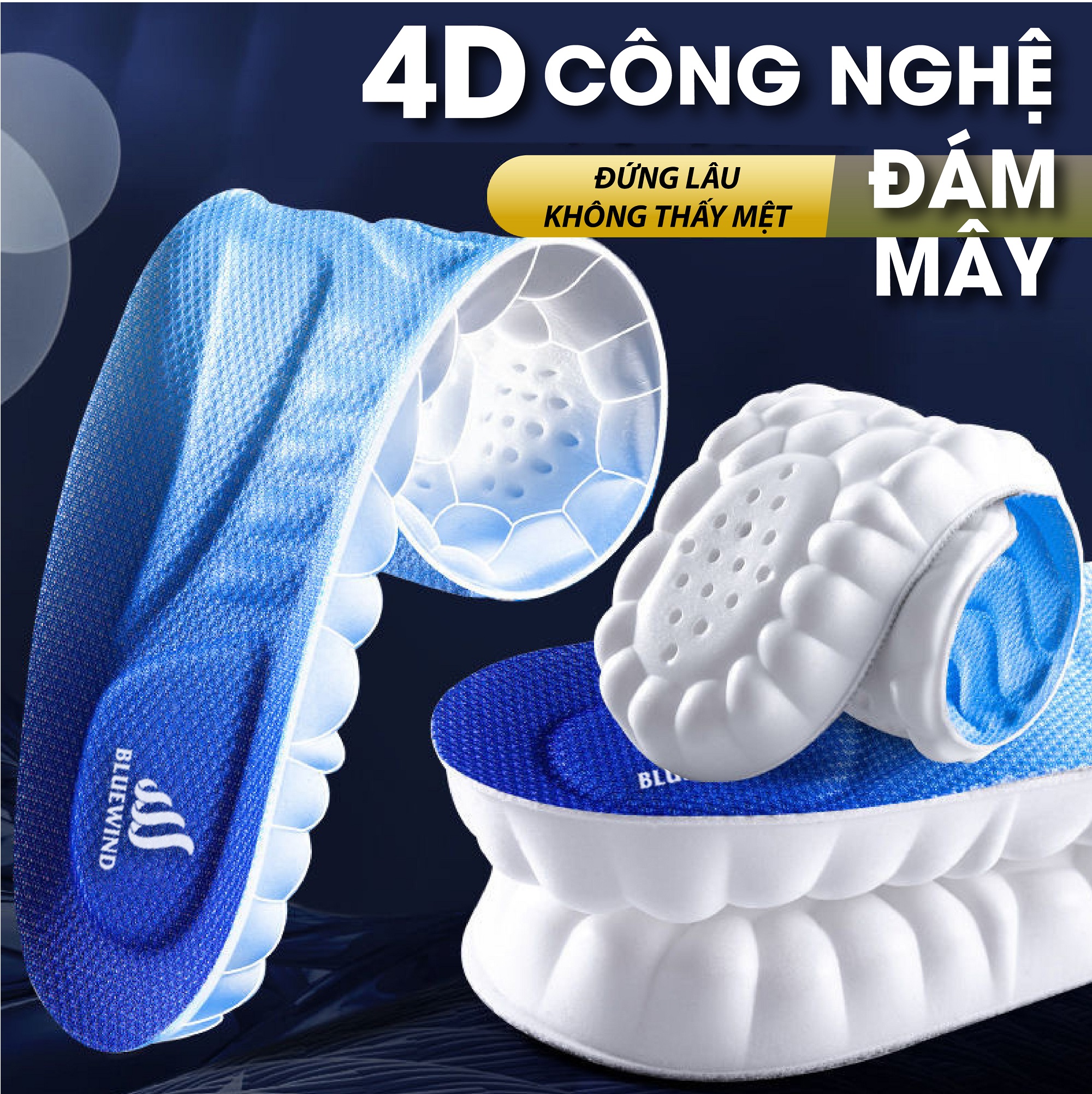 Mô tả Lót Giày Cao Su Non BLUEWIND Đàn Hồi Chống Sốc Cao, Miếng Lót Giày Chống Rộng Thoáng Khí 9312 - 4