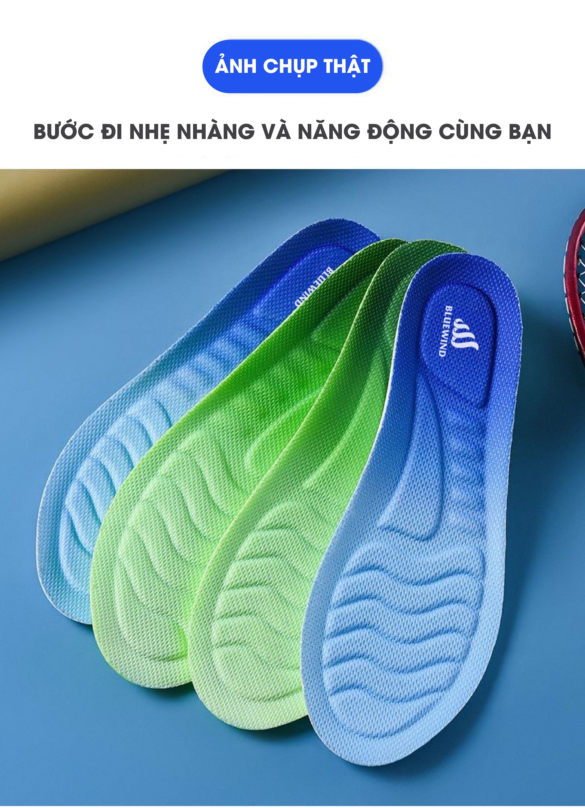 Mô tả Lót Giày Cao Su Non BLUEWIND Đàn Hồi Chống Sốc Cao, Miếng Lót Giày Chống Rộng Thoáng Khí 9312 - 7