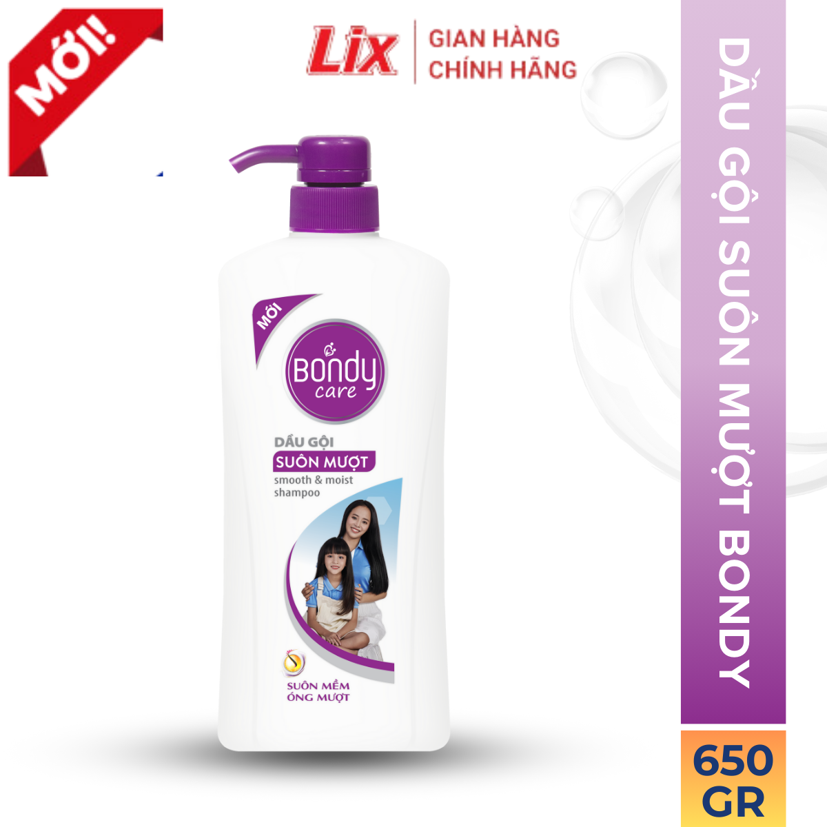Mô tả Dầu gội đầu suôn mượt Bondy Care 650g Lixco Việt Nam Z1103 tặng 1 xà bông  thơm Bondy, CM024 - 1