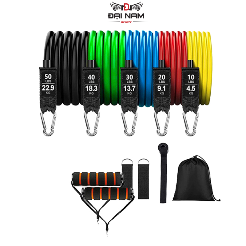 Mô tả Bộ 5 Dây Kéo Ngũ Sắc Tập Gym Tổng 150LB Cỡ Lớn (Hàng Loại 1) Chính Hãng Đại Nam Sport - 4