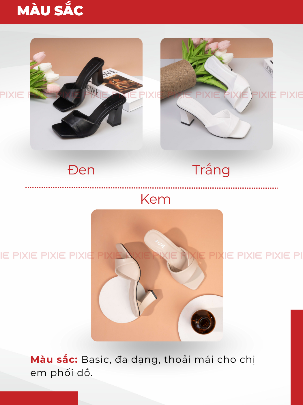 Mô tả Guốc Cao Gót Nữ 7cm Kiểu Quai Ngang Pixie H090 - 4