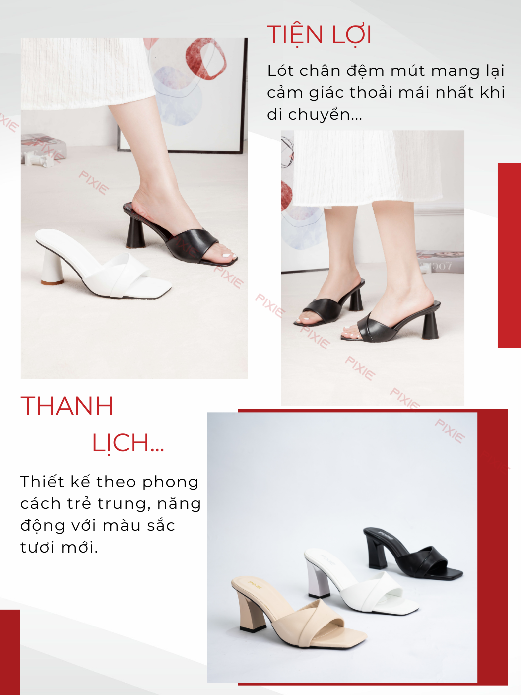 Mô tả Guốc Cao Gót Nữ 7cm Kiểu Quai Ngang Pixie H090 - 5