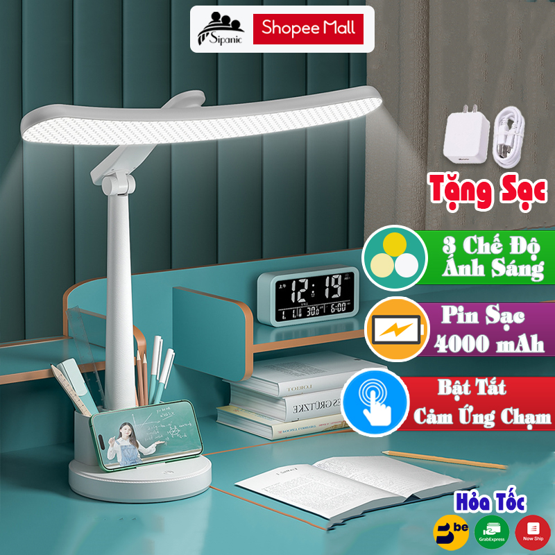 Mô tả Đèn học để bàn, Sipanic tích điện - Pin 4000mAh, cảm ứng 3 chế độ ánh sáng chống cận thị bảo vệ mắt - 1