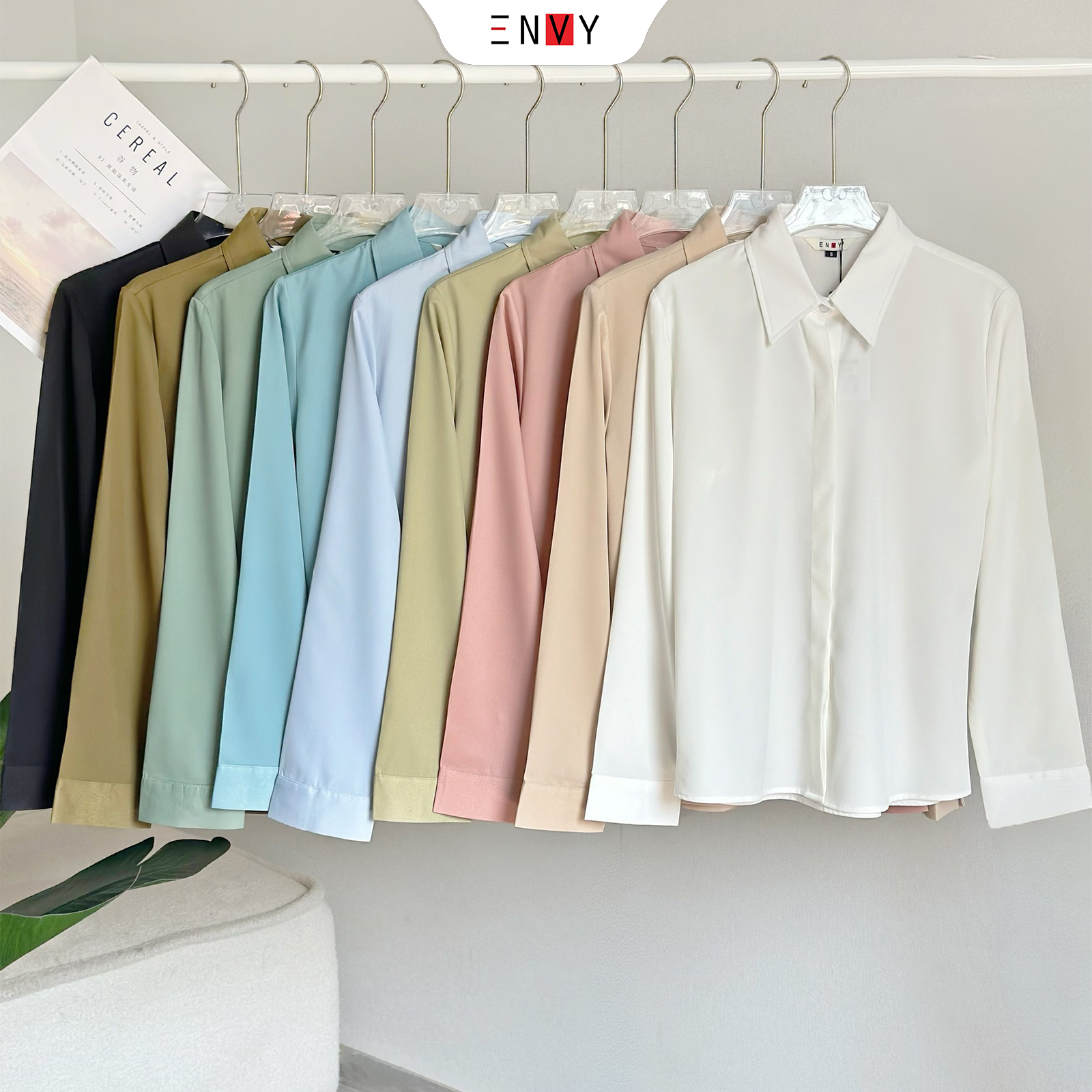 Mô tả Áo sơ mi nữ công sở ENVY S223 khuy giấu nút - 1