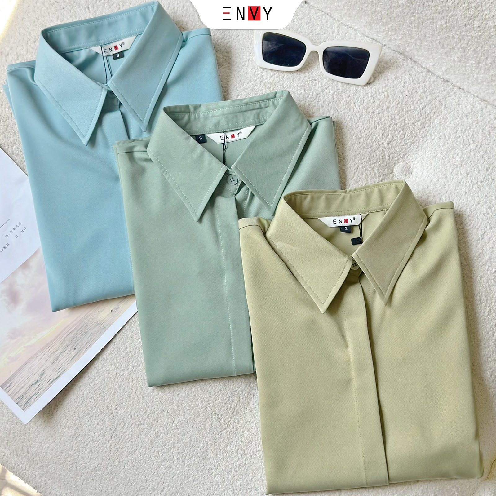Mô tả Áo sơ mi nữ công sở ENVY S223 khuy giấu nút - 2