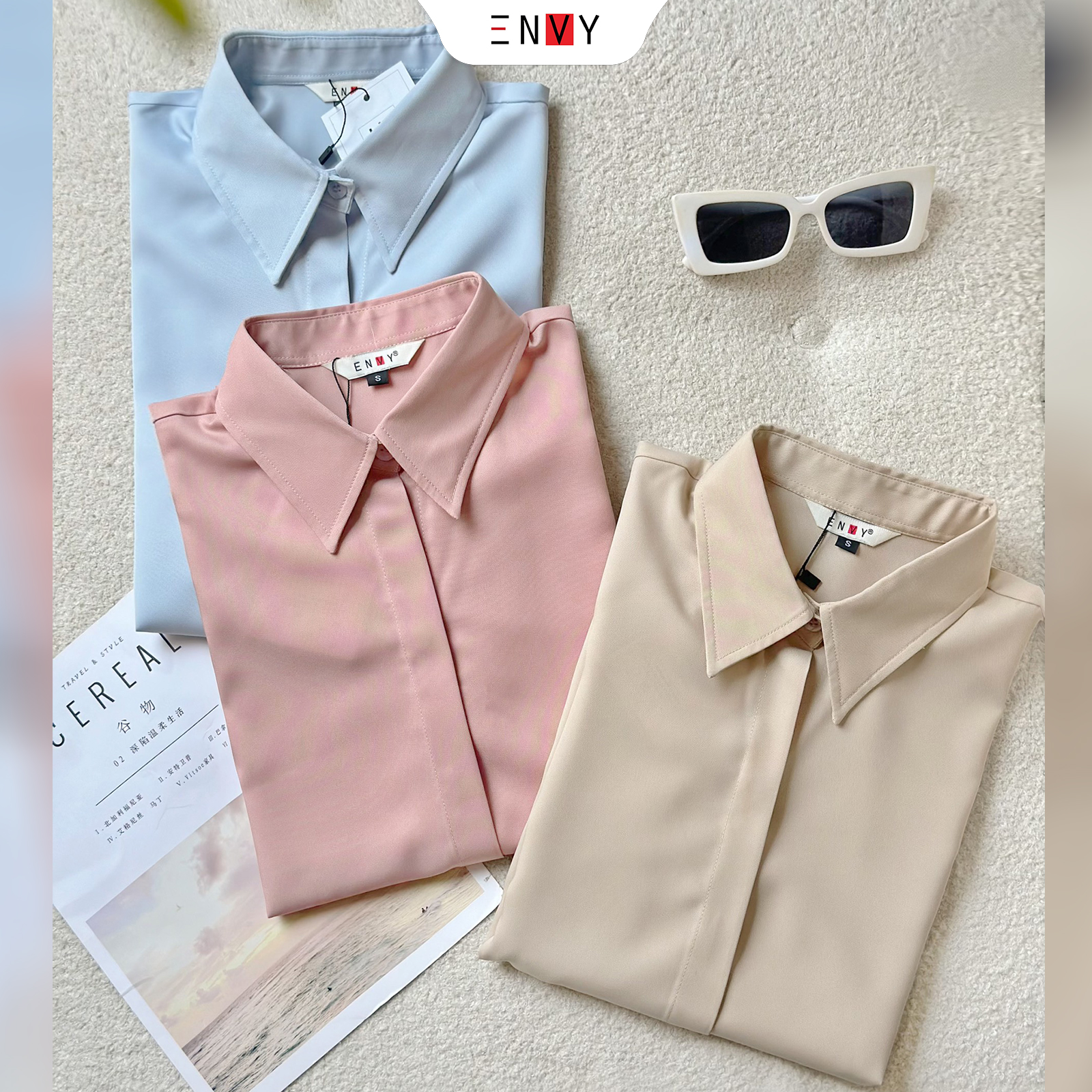 Mô tả Áo sơ mi nữ công sở ENVY S223 khuy giấu nút - 4