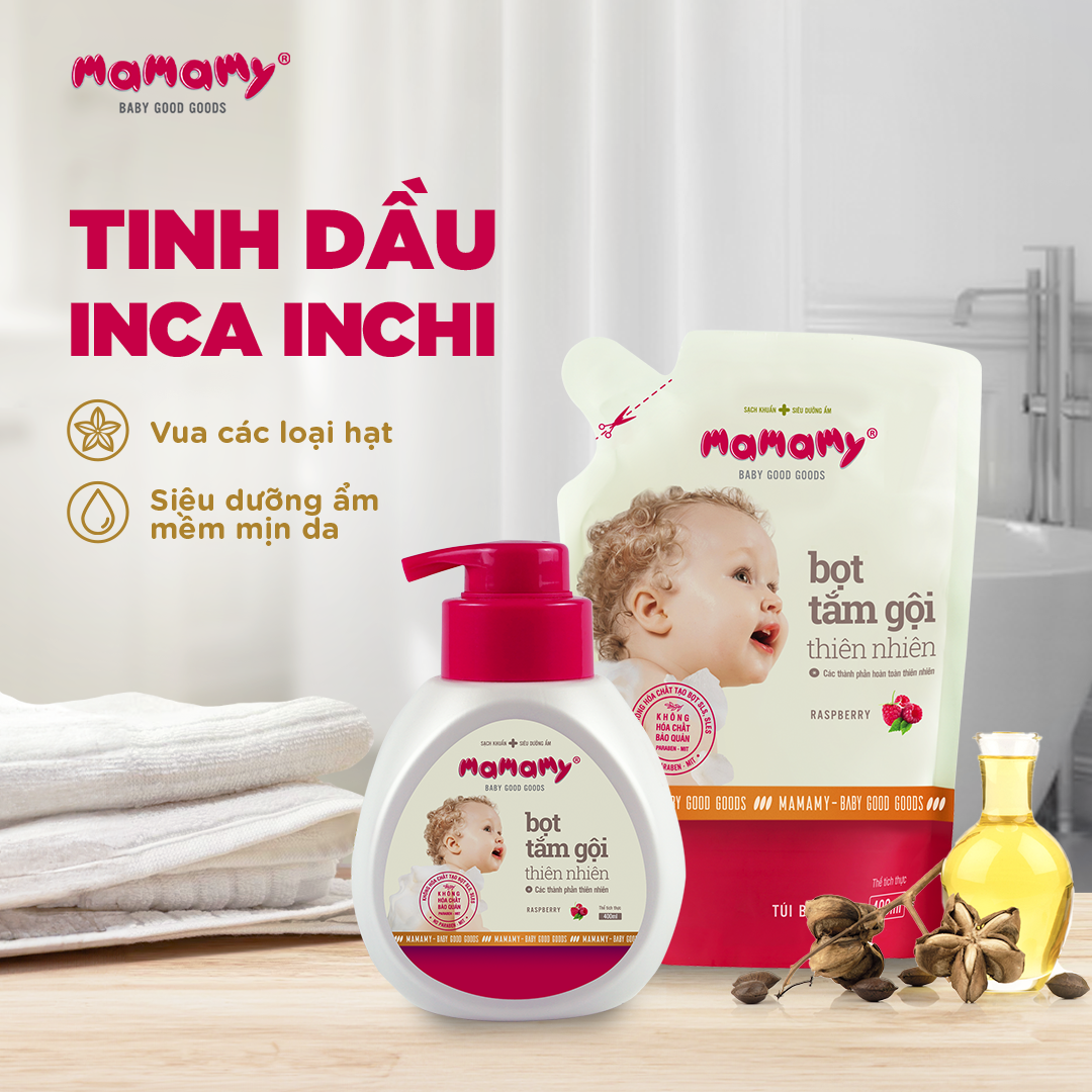 Mô tả Sữa tắm gội đầu tạo bọt cao cấp cho bé Mamamy gốc thực vật, dịu lành 4 hương thơm Floral/Fancy/Blueberry/Raspberry - 2