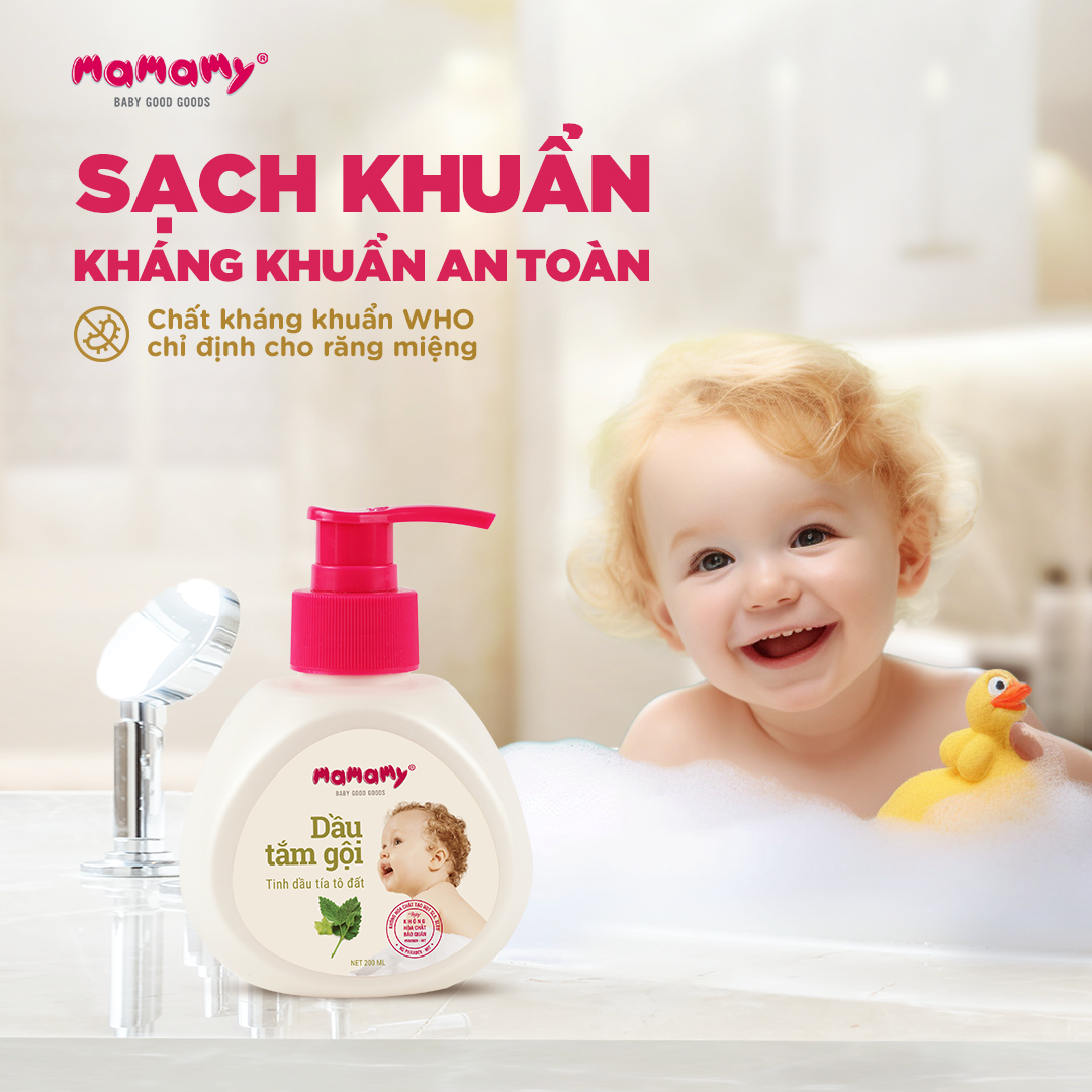 Mô tả Sữa tắm gội cho bé Mamamy gốc thực vật thiên nhiên, dịu lành tinh dầu bưởi/tía tô - 1