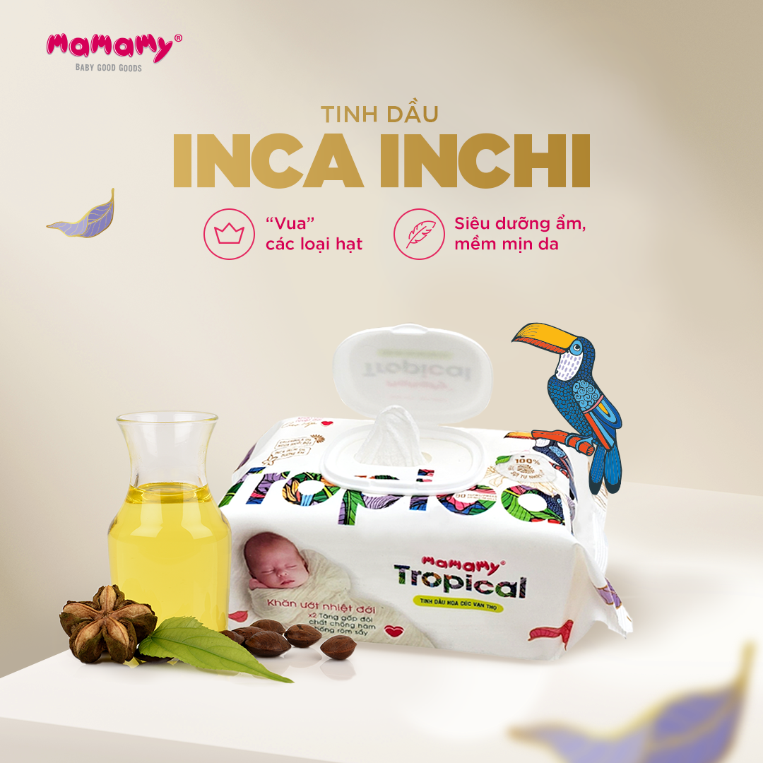 Mô tả -Khăn giấy ướt cao cấp cho bé Mamamy 100% sợi tự nhiên và rayon Tropical gói 90tờ tặng 60tờ, mềm, dai, sạch cực - 3